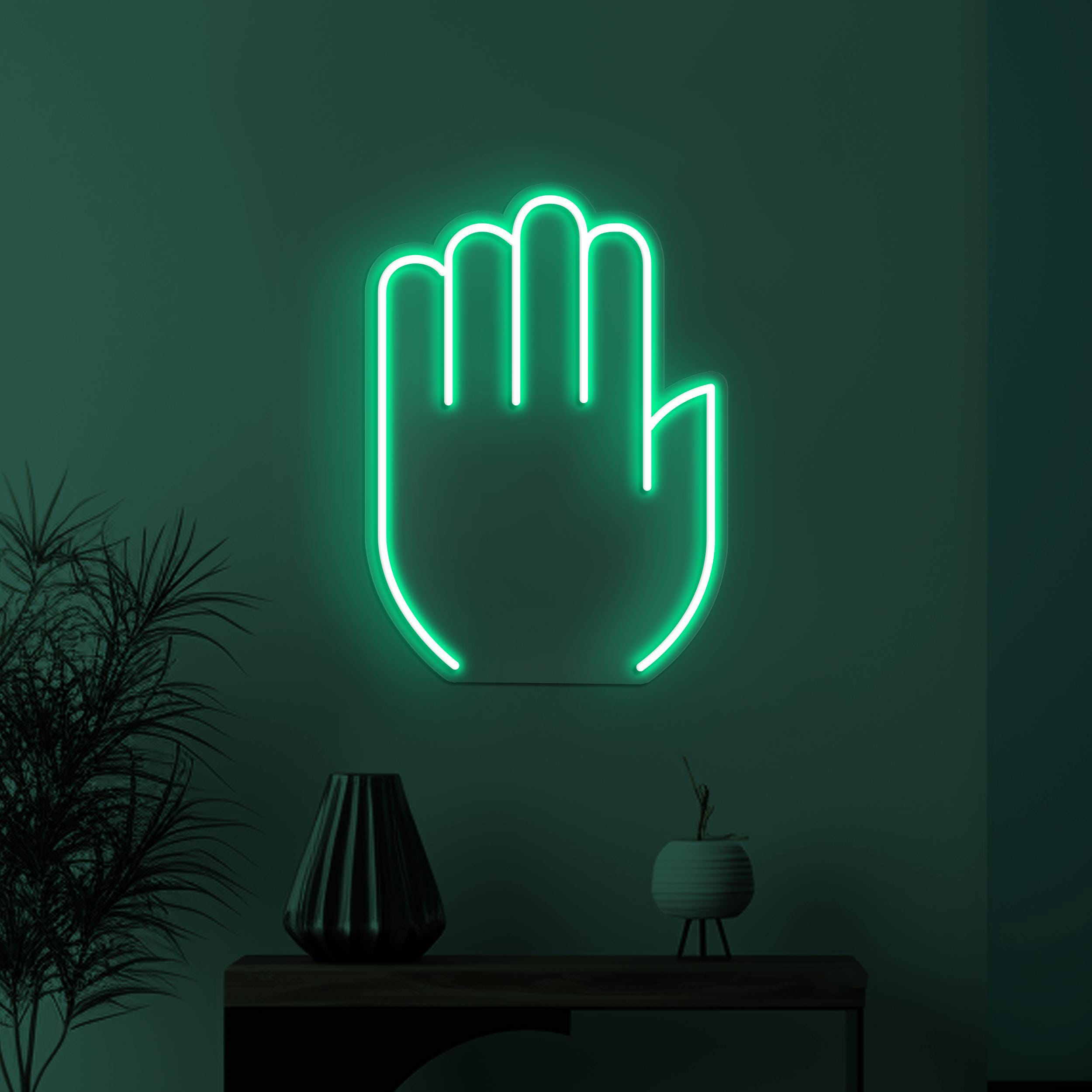 Hand Palm Neon Sign, Hand Palm LED Neon Art, Stop Hand LED Light, Halt Neon Sign, Home Wall Decor, Personalized Neon Sign, Office Neon Light