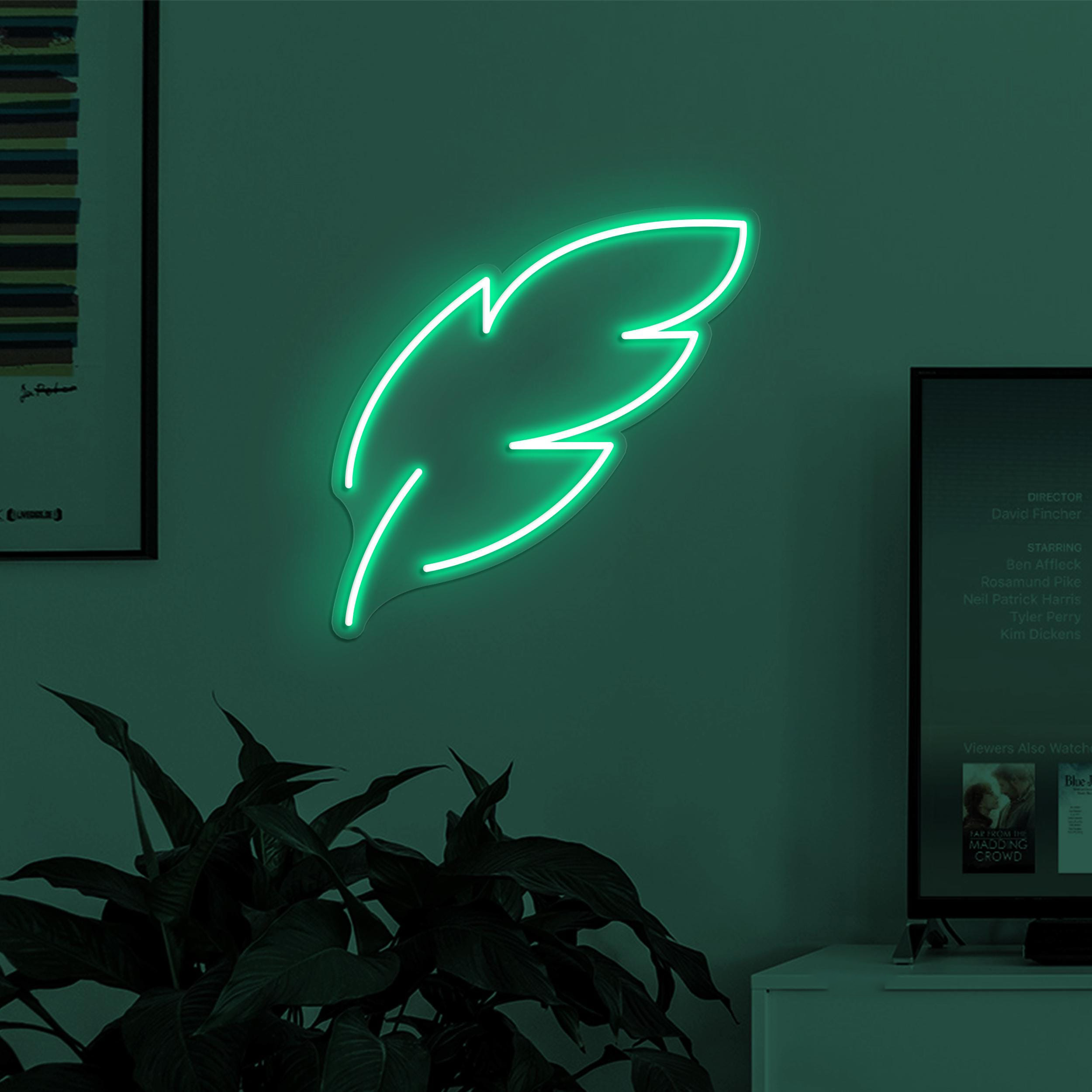 Feather Neon Sign, Feather LED Light, Home Wall Decor, Leaf Wall Art, Nature Neon Sign, Bedroom Neon Light, Minimalist Neon Art, Custom Sign
