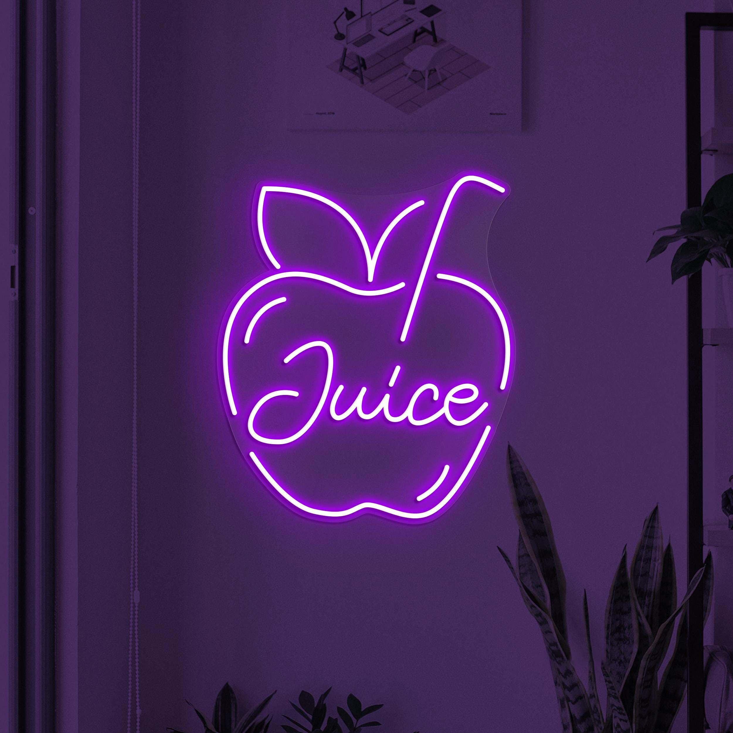 Juice Neon Sign, Juice LED Light, Apple Juice Wall Decor, Apple Wall Art, Drink Corner Neon Decor, Cafe Night Wall Light, Drunk Neon Sign