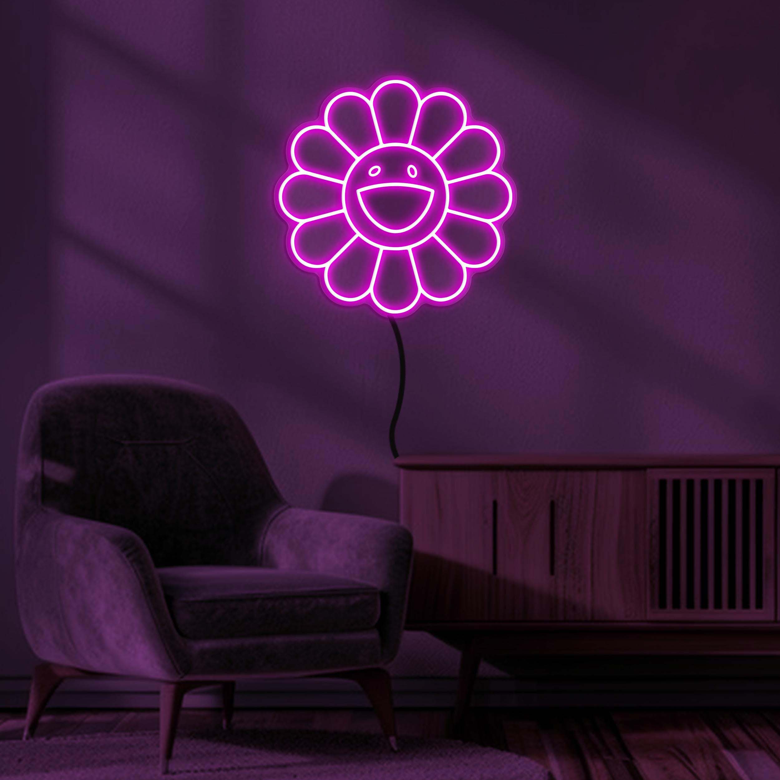 Sunflower Neon Sign, Smiley Flower LED Light, Sunflower LED Neon Art, Happy Flower Wall Art, Decor for Home, Kids Room, Flower Shop & Party