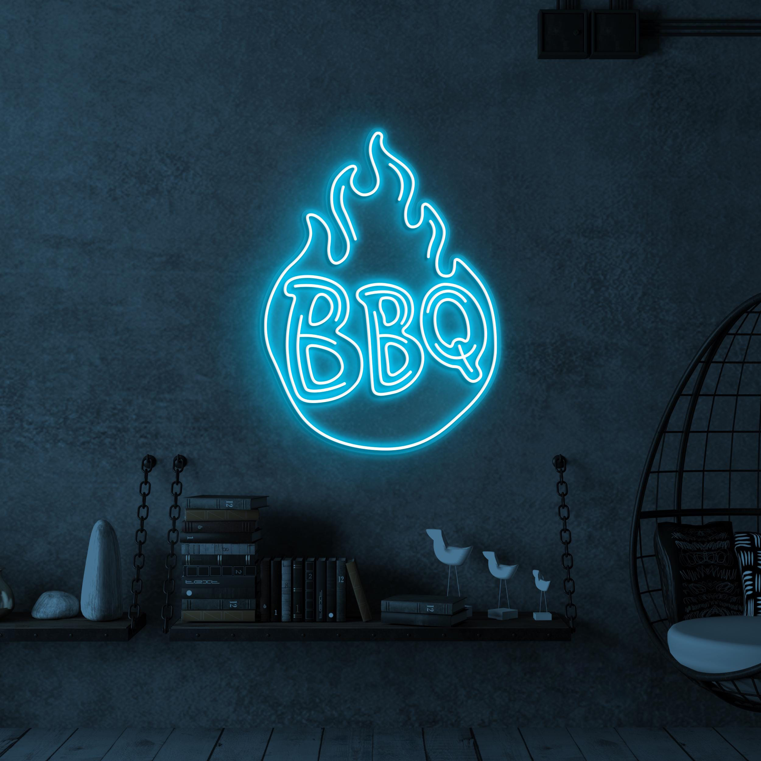 BBQ Neon Sign, BBQ Led Light, Restaurants Wall Decor, BBq Shop Wall Art, Grill Neon Sign, Personalized Grill Bar, Flaming BBQ Neon Art, Gift