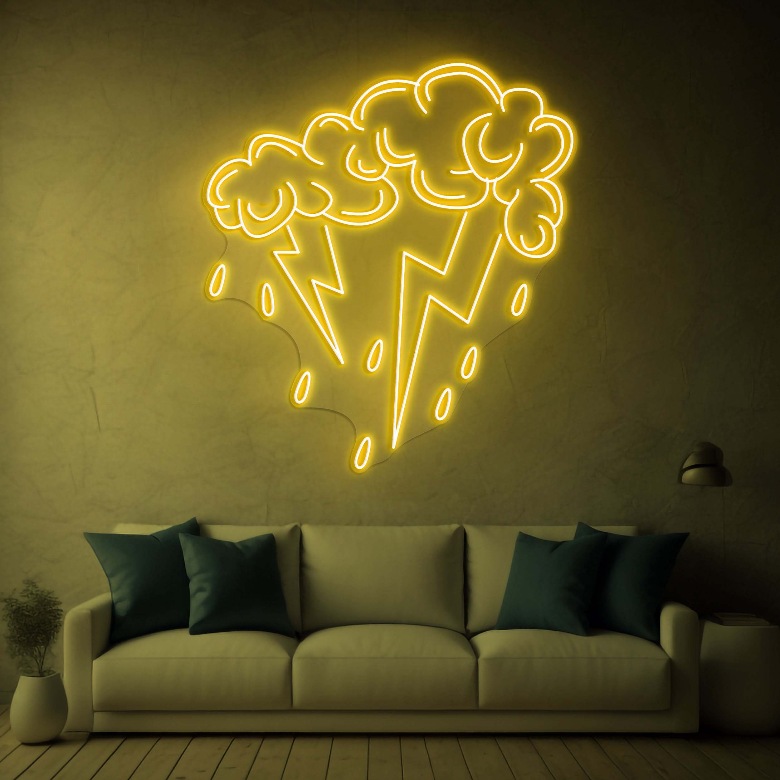 Lightning Cloud Neon Sign, Cloud LED Wall Art, Stormy Weather Decor, Rain Neon Sign, Night Light for Home, Bar, Man Cave, Kids' Room, Gifts