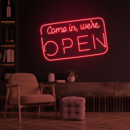 Come in We're Open Neon Sign, Come in We're Open LED Light, Hanging Open Sign, Custom Open Sign, Business Logo, Decor for Cafe, Bar, Shops
