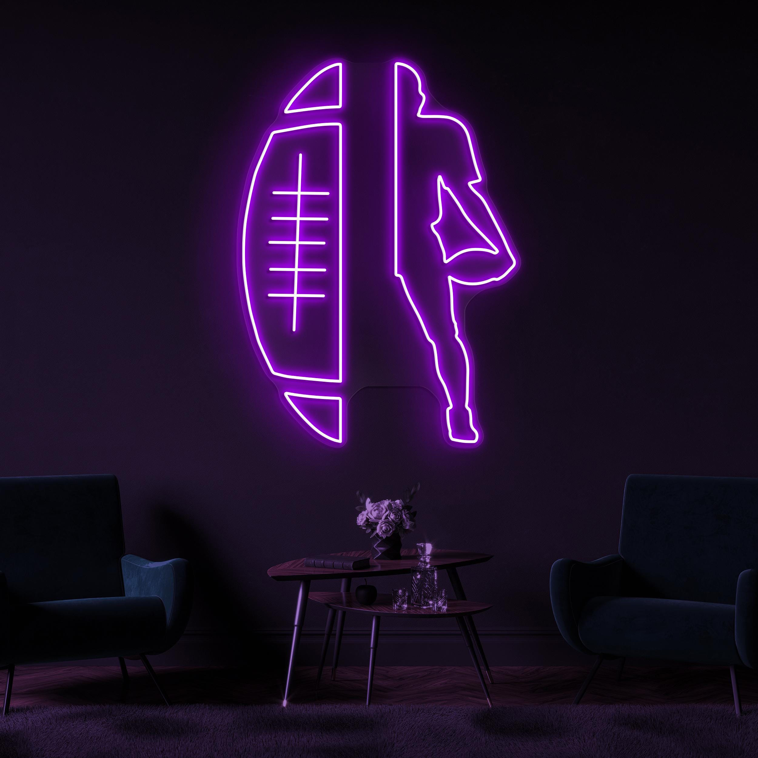 Football Player Neon Sign, Football Player LED Light, Football Silhouette Wall Art, Football Club Decor, Led Neon Light, Game Room Sign