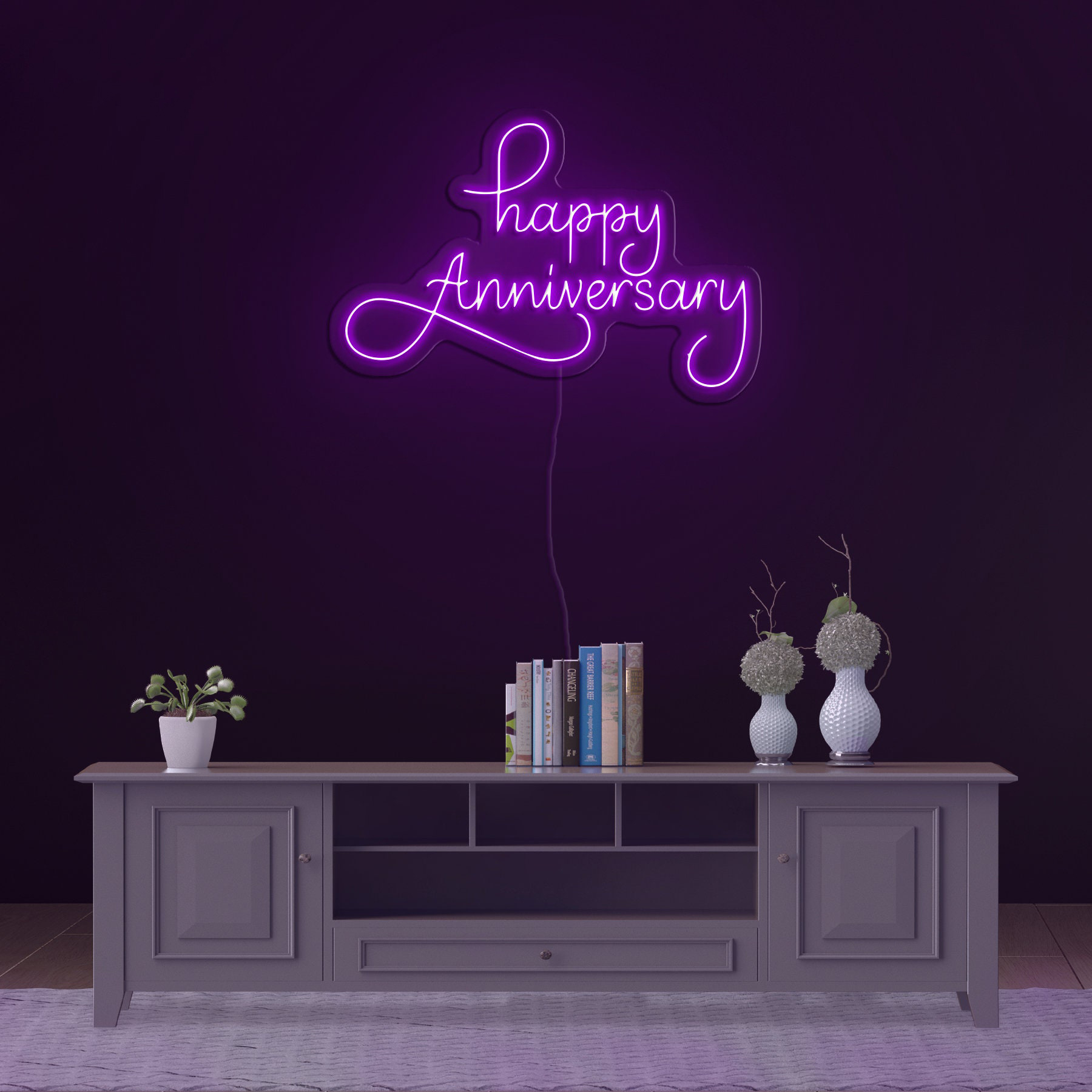 Happy Anniversary Neon Sign, Celebrate Love with LED Wall Decor, Gift for Couples, Wife, Husband, Parents, Bedroom or Party Decoration, Gift