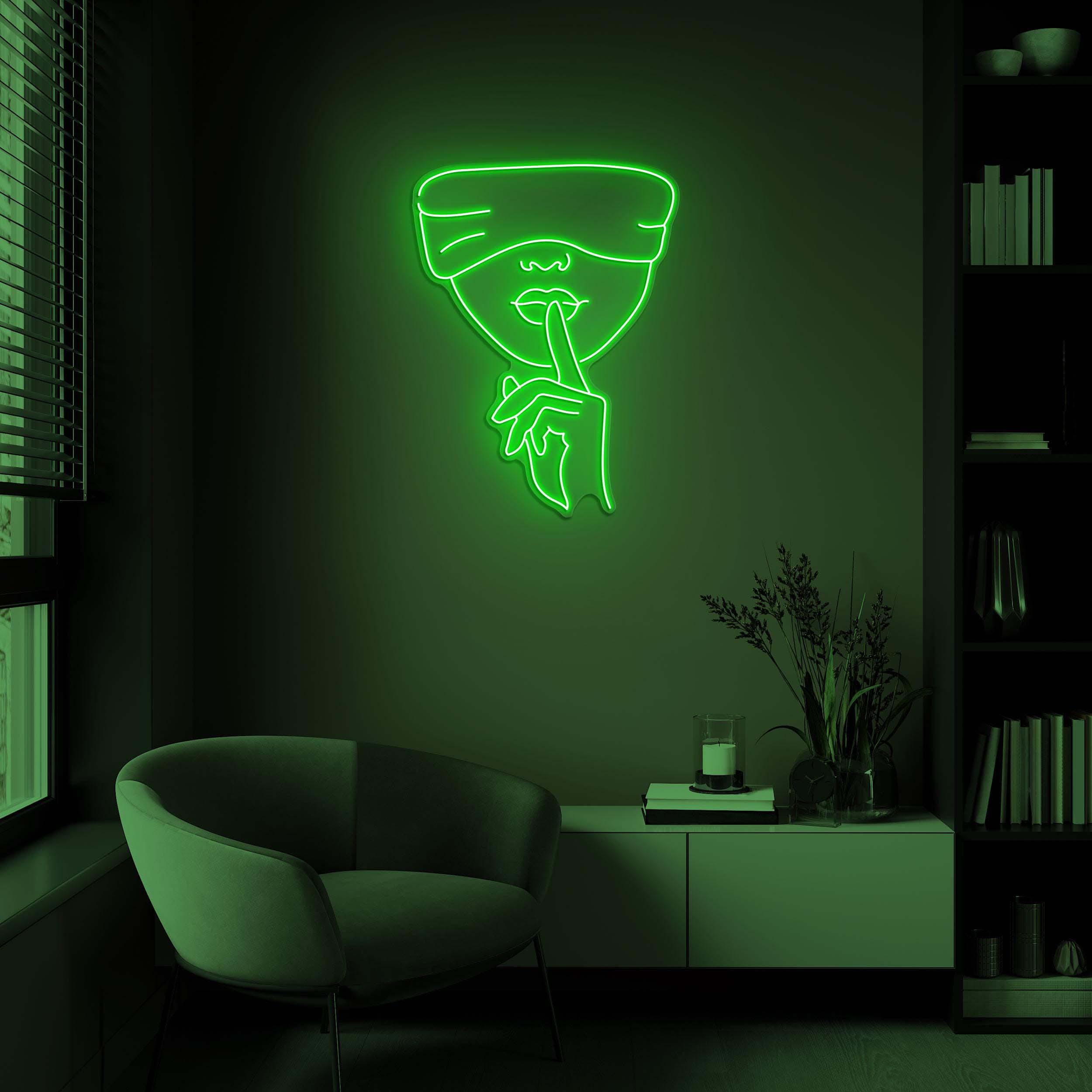 Shhh Face Neon Sign, Shhh Face LED Light, Keep Quiet Wall Decor, Girl Finger on Lips Sign, Hush Wall Art, Home Wall Decor, Quiet Silent Sign