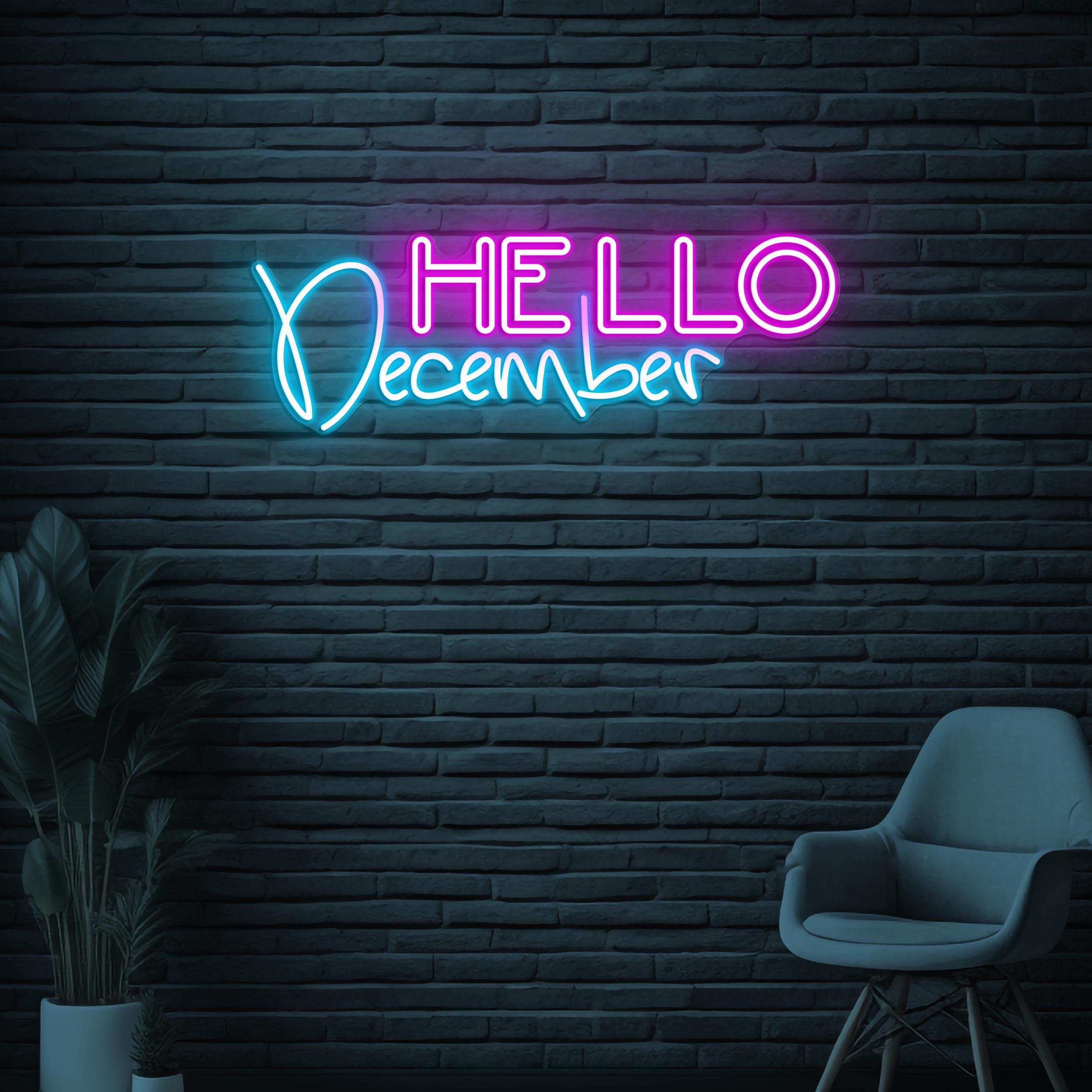 Hello December Neon Sign, Hello December LED Light, Calendar Wall Decor, Home Wall Art, Personalized December Neon Sign, Party Neon Decor