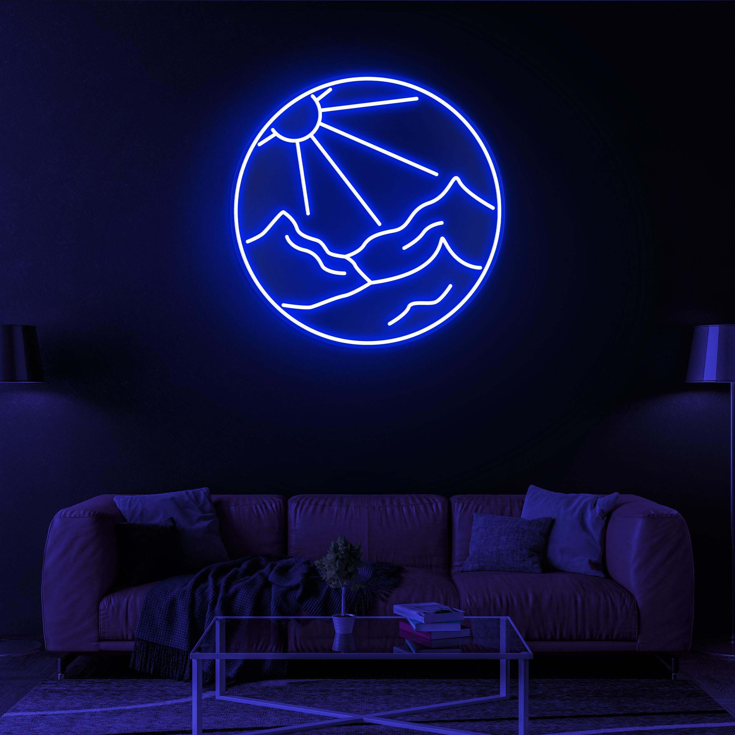 Sun and Mountains Neon Sign, Sun and Mountains LED Light, Sun and Mountains Neon Art, Decor for Home, Cafe & Game Room, Custom Neon Sign