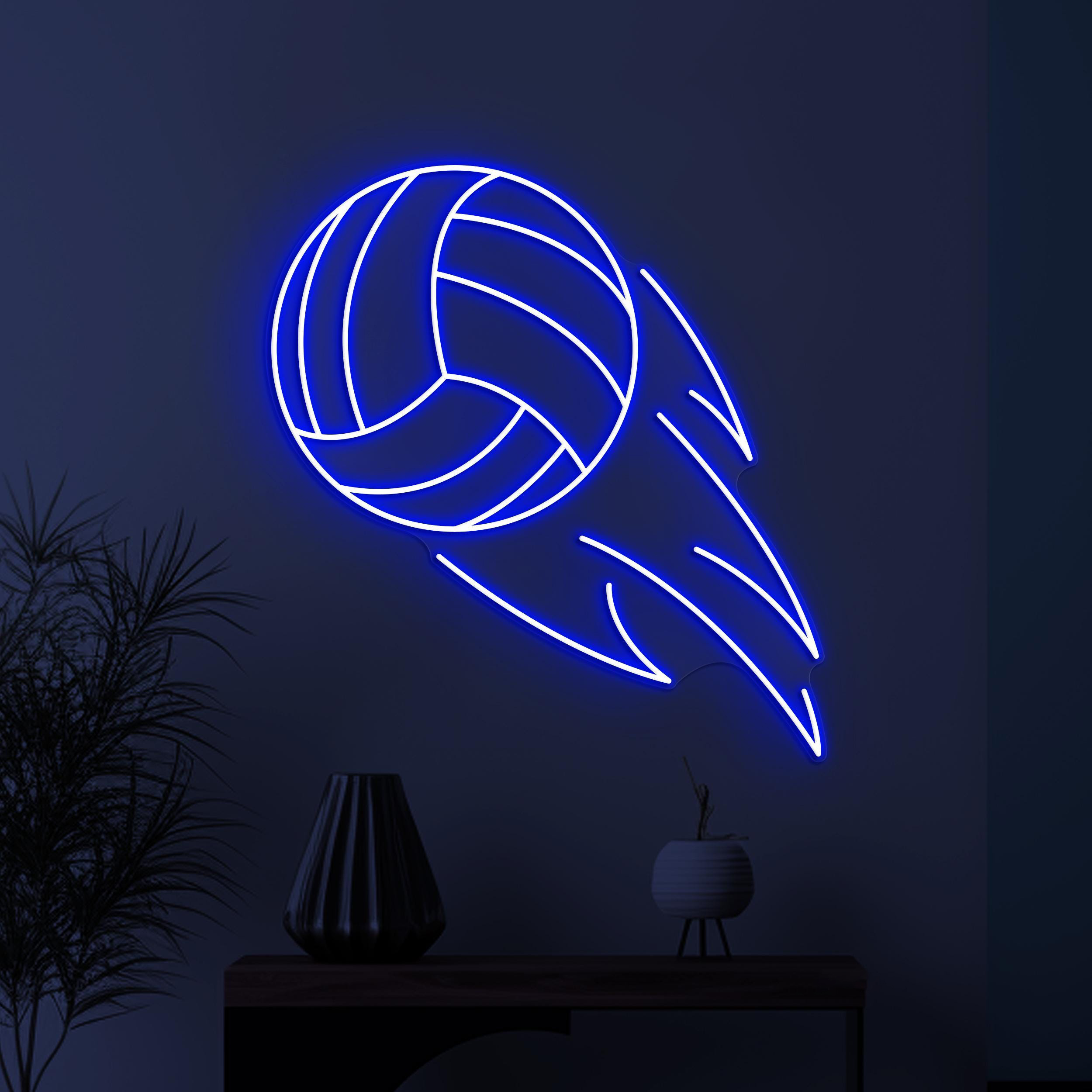 Flaming Volleyball Neon Sign, Fire Volleyball LED Light, Volleyball Wall Art, Game On Neon Light, Game Room Wall Decor, Volleyball Club Art