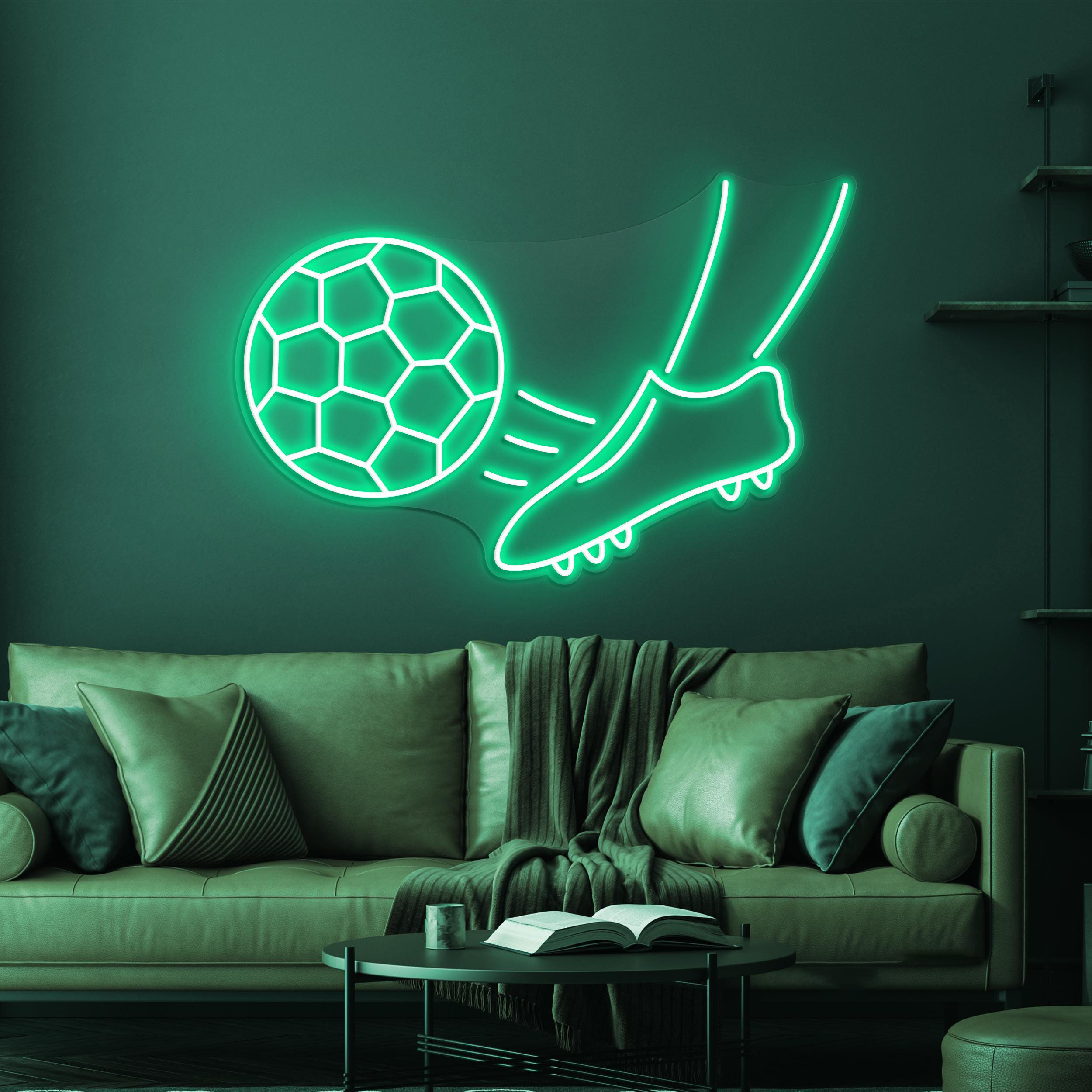 Foot Ball Kick Neon Sign, Ball Kick LED Light, Soccer Kick LED Neon Art, Sports Shop Wall Decor, Foot Ball Club Wall Art, Game Room Light
