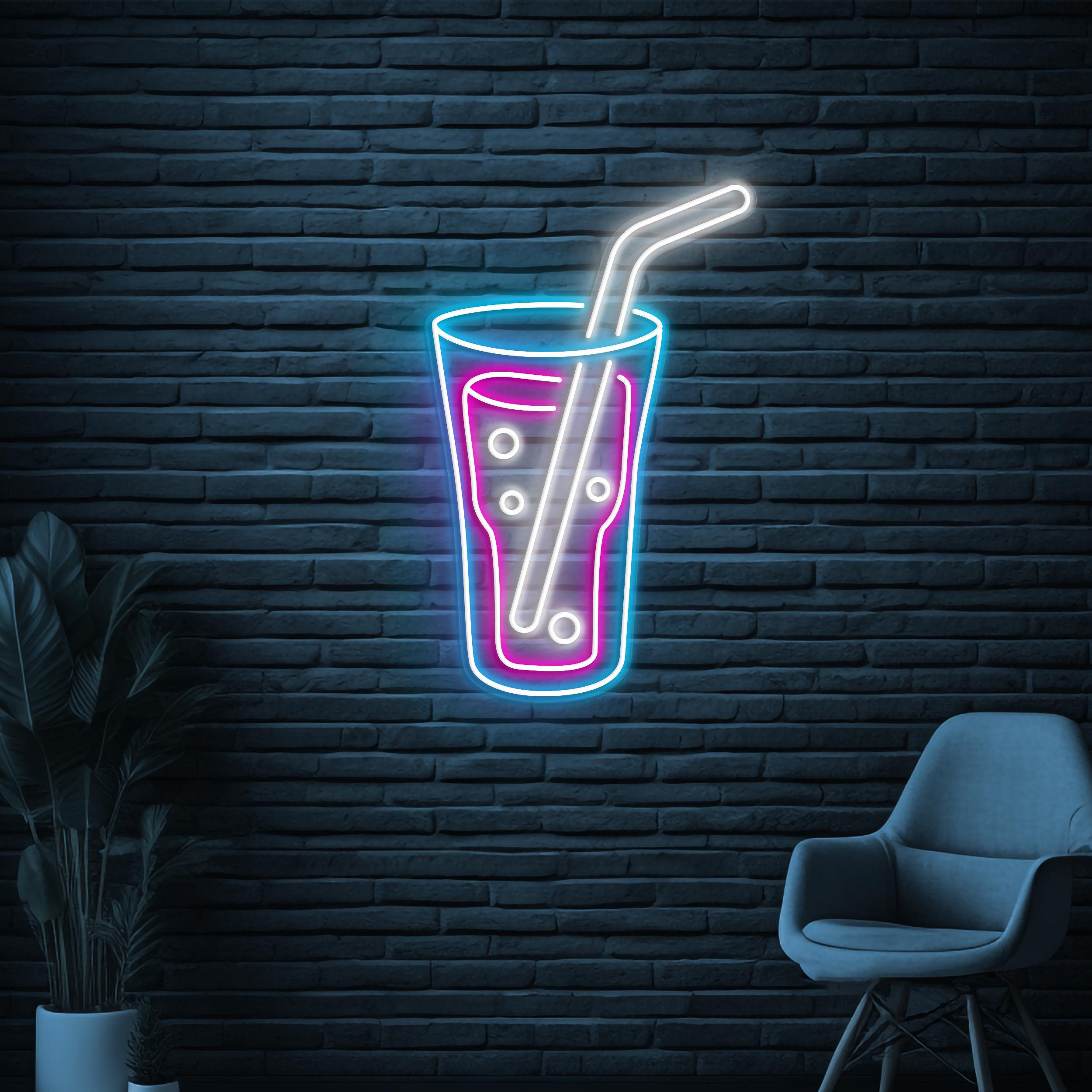 Juice Neon Sign, Drink LED Light, Bar Wall Decor, juice Shop Wall Art, Custom Neon Sign, Glass Neon Sign, Led Neon Art, Glass Shop Decor