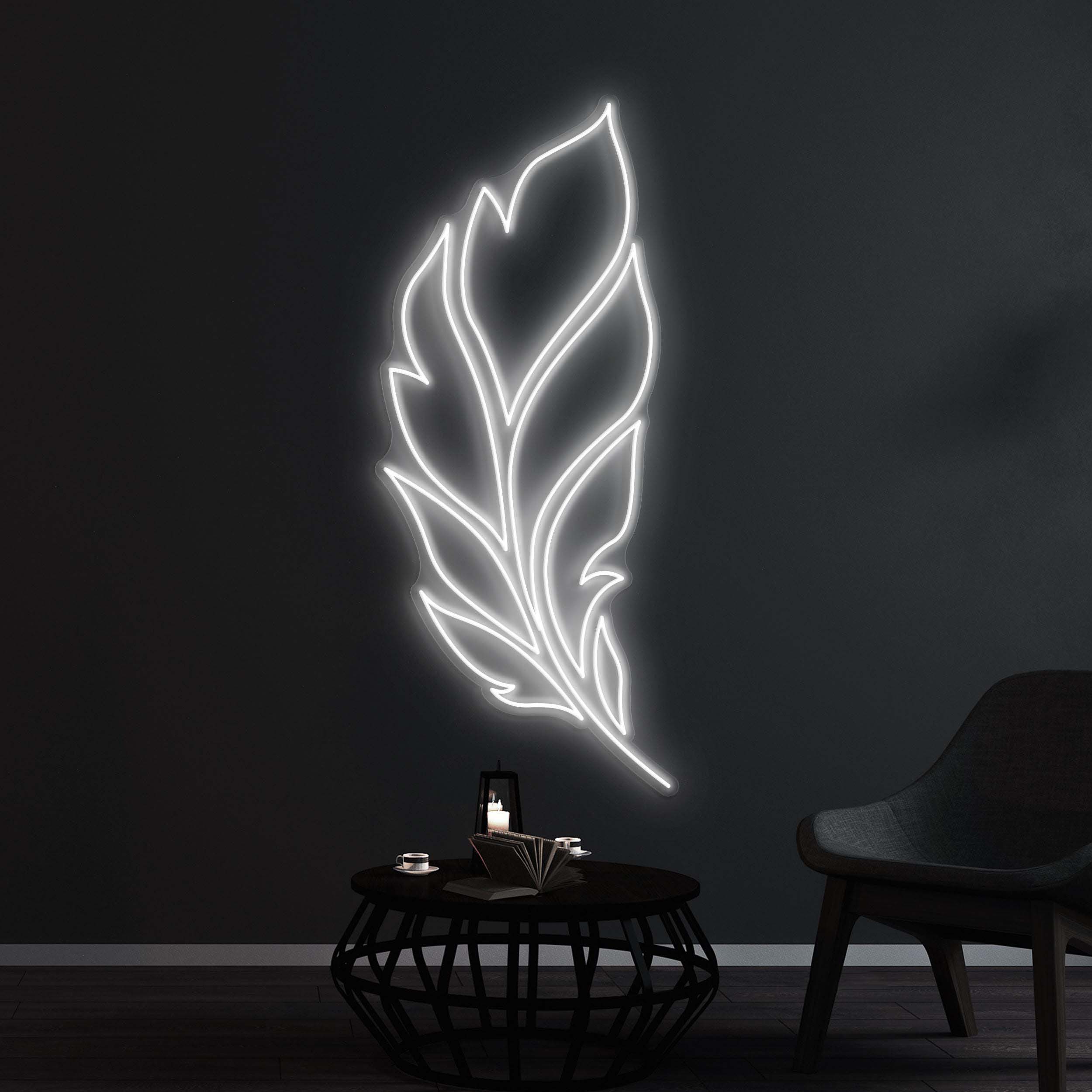 Feather Neon Sign, Feather LED Light, Home Wall Decor, Bedroom Neon Wall Light, Personalized Neon Sign, Leaf Wall Art, Nature Neon Decor