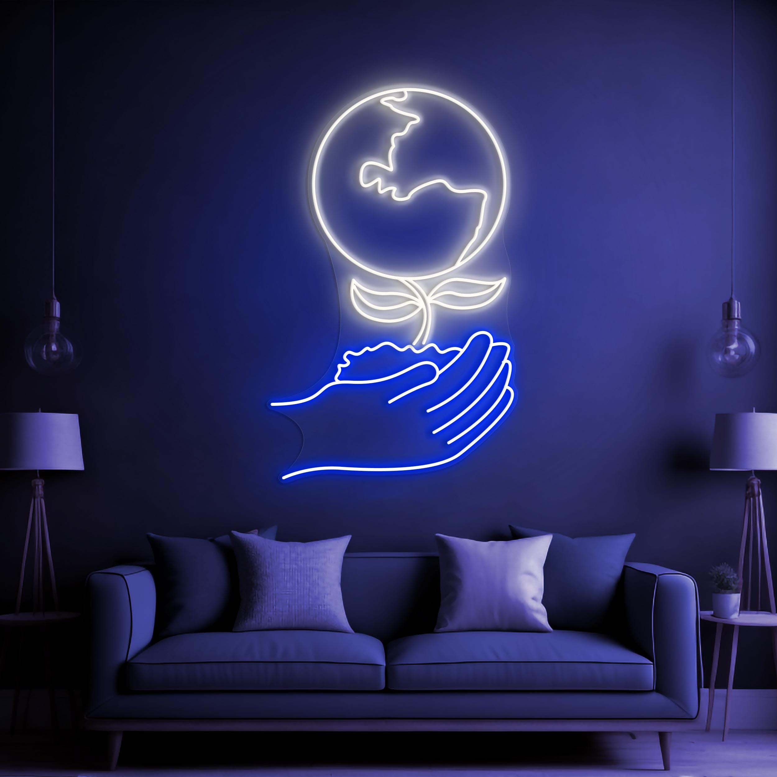 Hands Holding Earth Neon Sign, Hands Holding Earth LED Neon Art, Earth Art, Hands Growing Earth Light, Home Wall Decor, The World Led Light