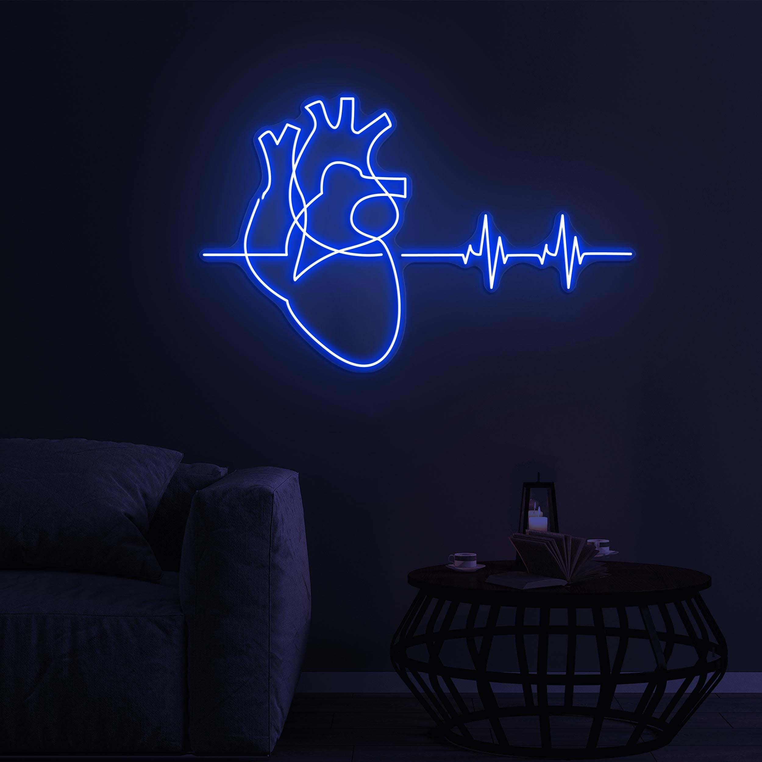 Heartbeat with Heart Neon Sign, Heartbeat with Heart LED Light, Pulse LED Neon Art, Home Wall Decor, Hospital Wall Art, Kids Room Wall Art