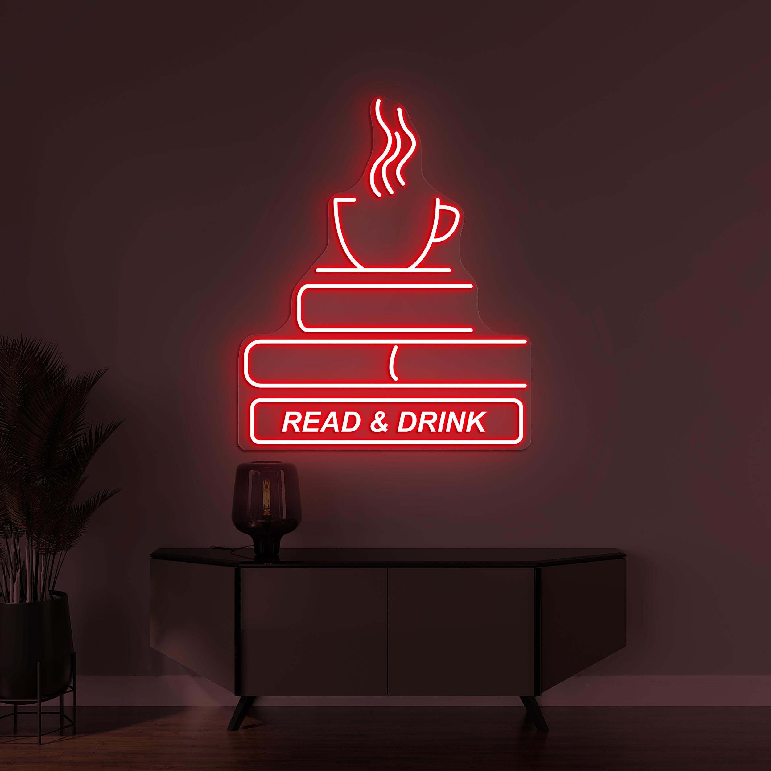Book and Coffee Neon Sign, Read & Drink LED Light, Book Wall Decor, Tea Cup Wall Art, Book Shop Decor, Home Wall Sign, Coffee Shop Wall Art