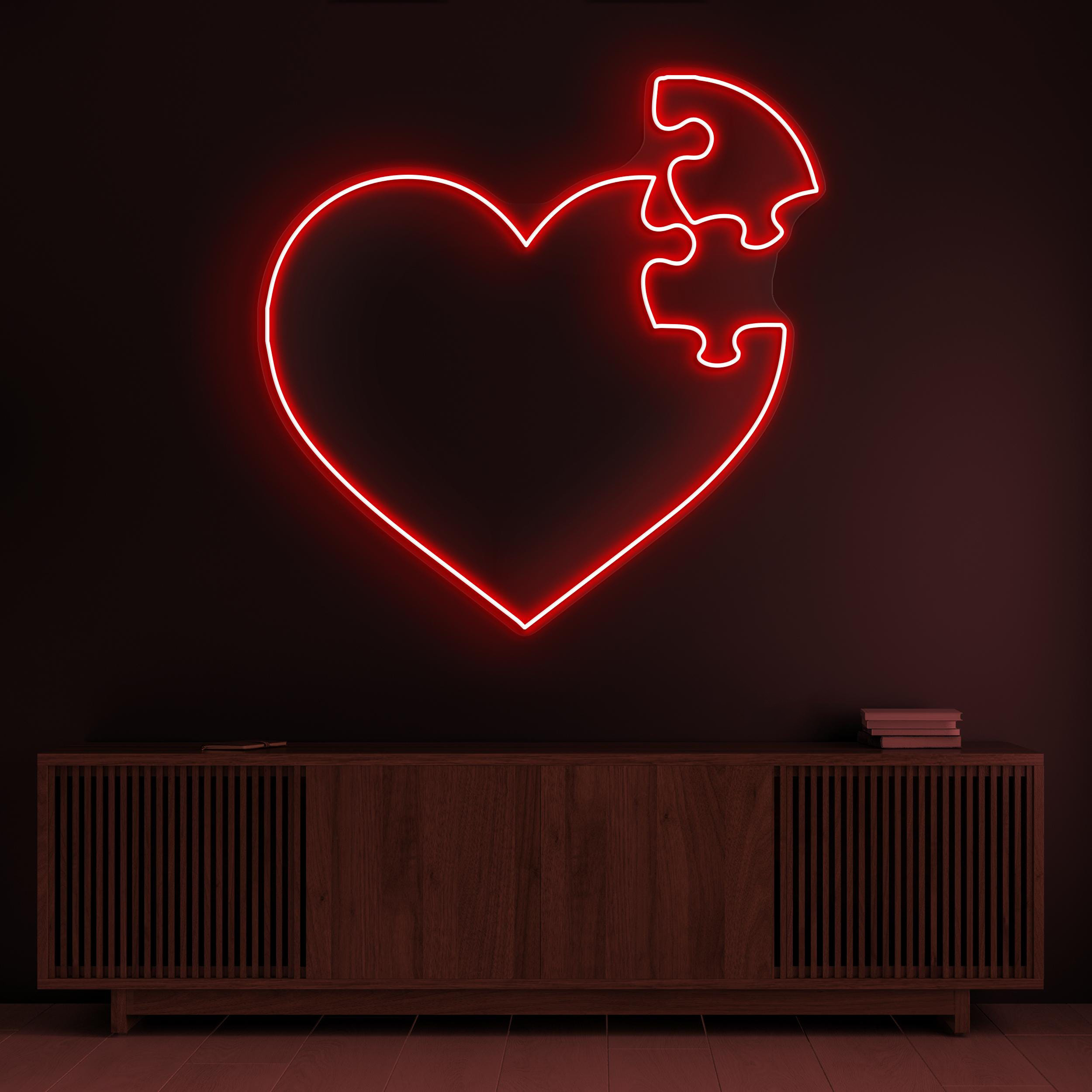 Heart Puzzle Neon Sign, Heart Puzzle LED Light, Love Hearts Wall Decor, Wedding Party Wall Art, Love Led Neon Sign, Couple Room Decor, Gift
