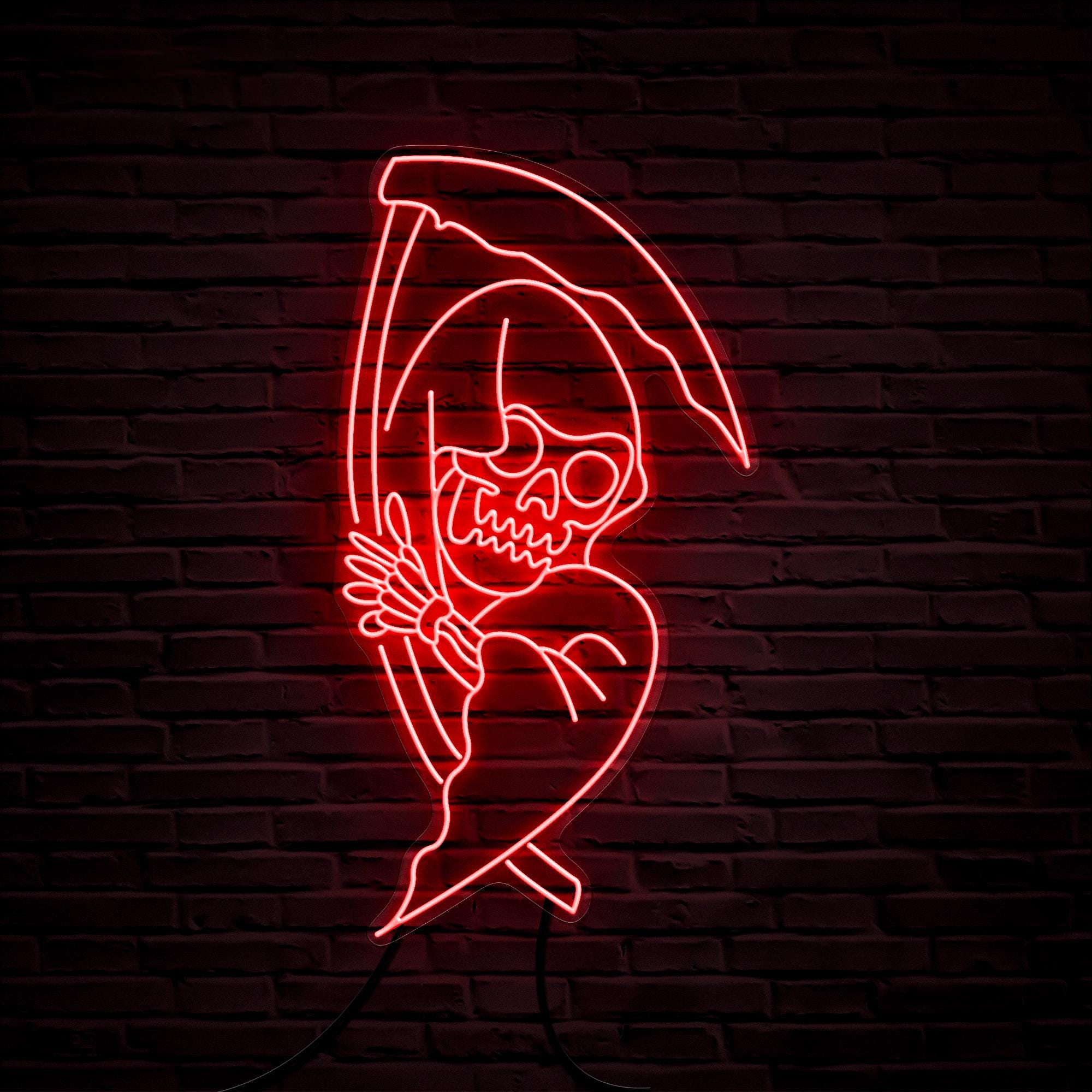 Grim Reaper Neon Sign, Grim Reaper LED Light, Skull Wall Decor, Skull Halloween Decor, Halloween Party Sign, Spooky Decor, Horror House Art