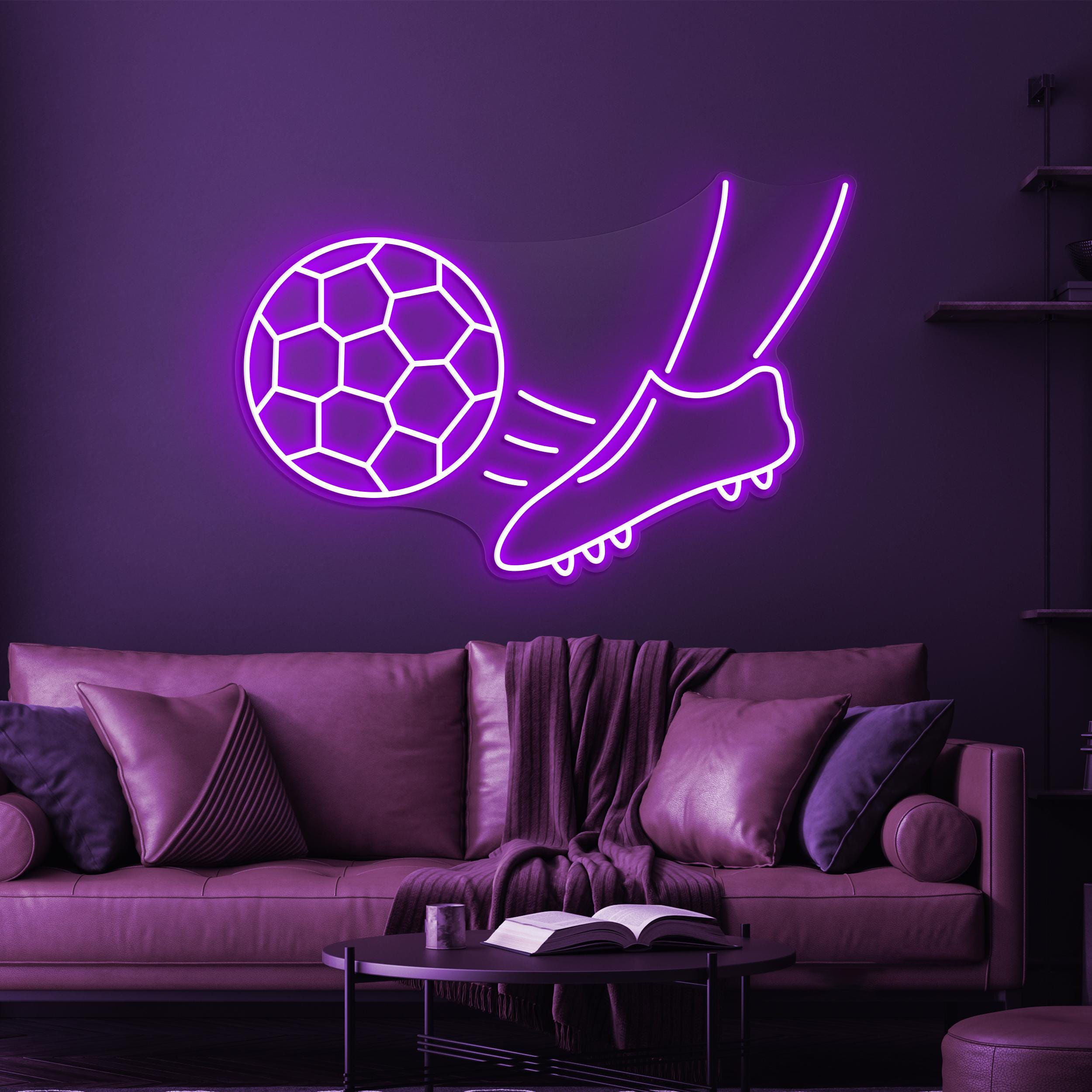 Foot Ball Kick Neon Sign, Ball Kick LED Light, Soccer Kick LED Neon Art, Sports Shop Wall Decor, Foot Ball Club Wall Art, Game Room Light