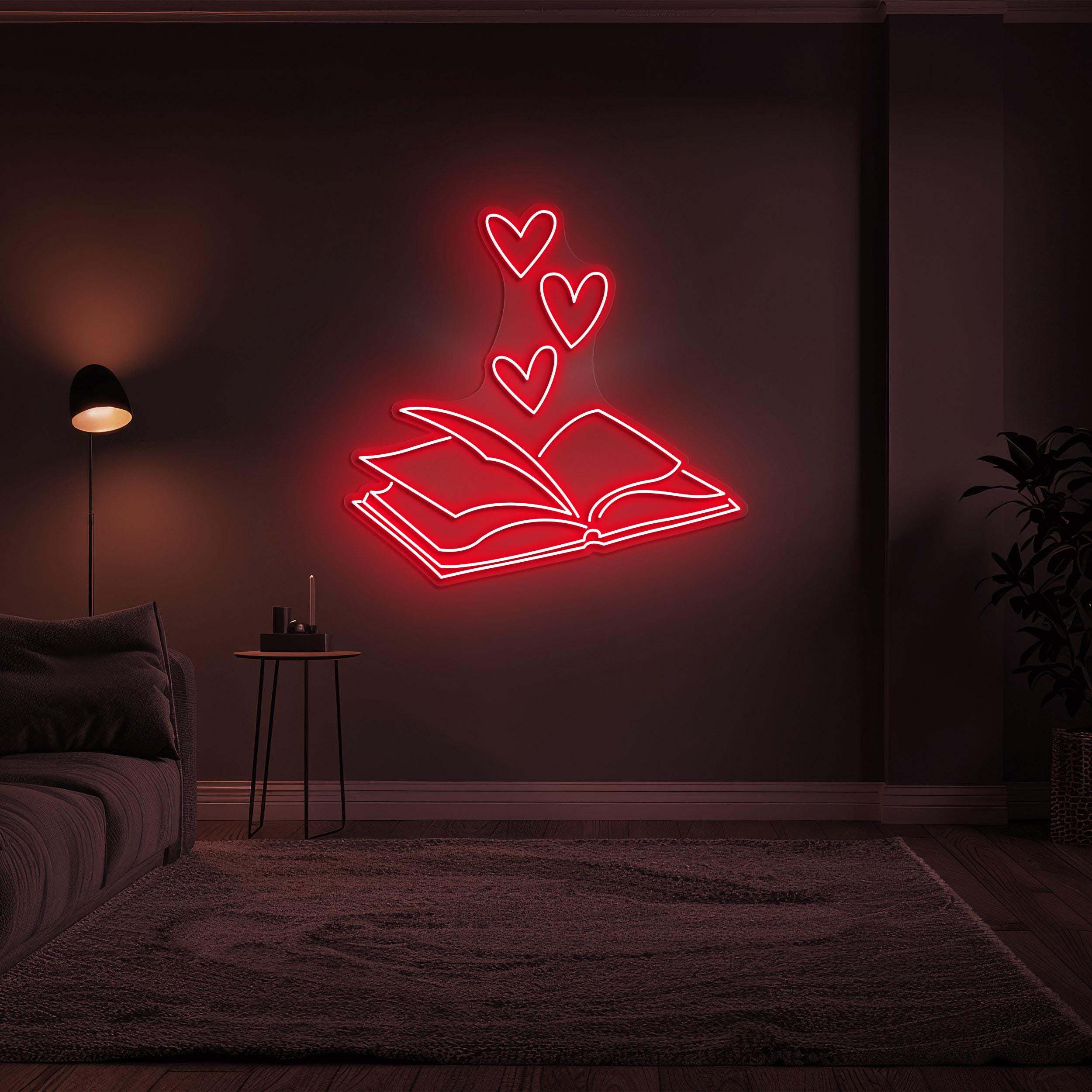 Book Hearts Neon Sign, Book Hearts LED Light, Hearts Neon Art, Book Hearts Wall Decor, Book Lovers Gift, Library Wall Art, Book Store Decor