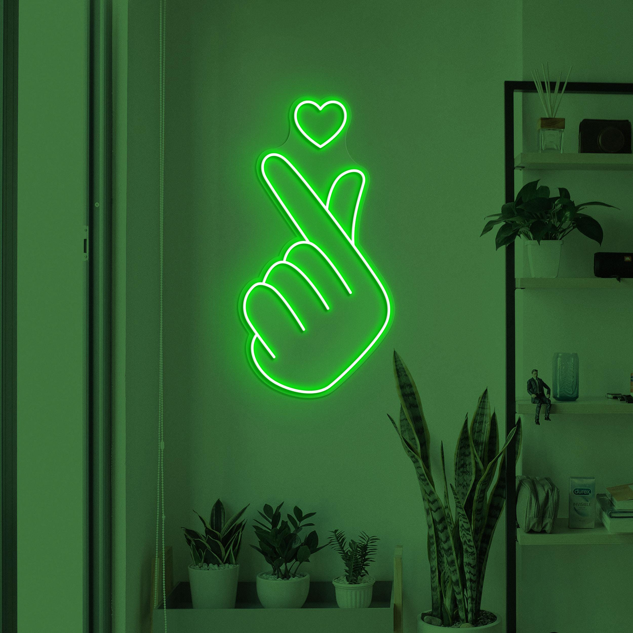 Heart Hand Neon Sign, Finger Heart LED Light, Heart Wall Decor, Wedding Party Wall Art, Love Neon Sign, Wedding Decor, Gift for Couple