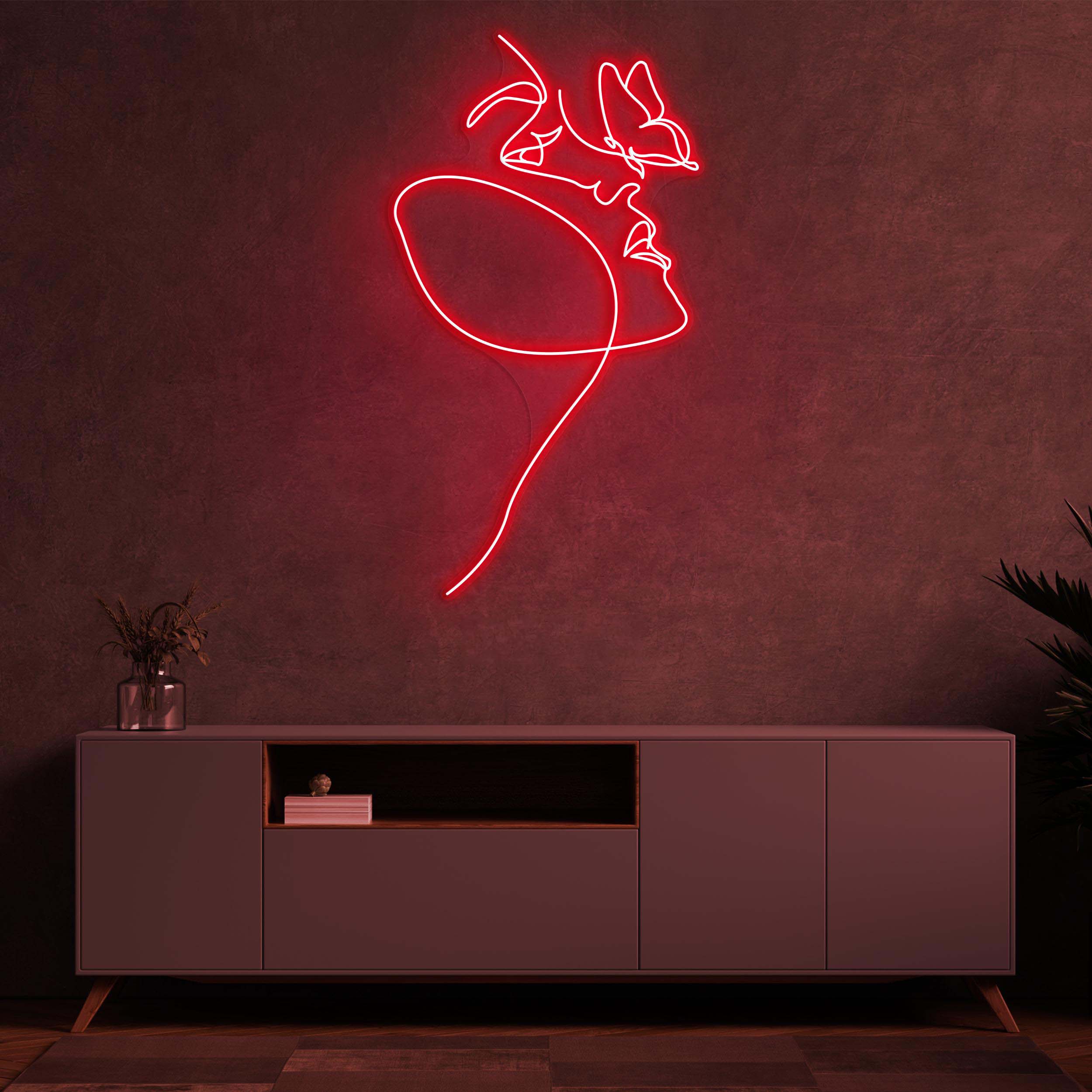 Face with Butterfly Neon Sign, Women Face with Butterfly light, Feminine Line Decor, Lady Wall Art, Neon Sign for Home, Shop & Beauty Bar