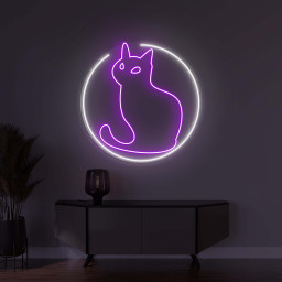 Cat On Moon Neon Sign, Cat On Moon LED Light, Animal Shop Decor, Kids Room Wall Art, Cute Wall Decor, Cat Lovers Gift, Home Wall Decor
