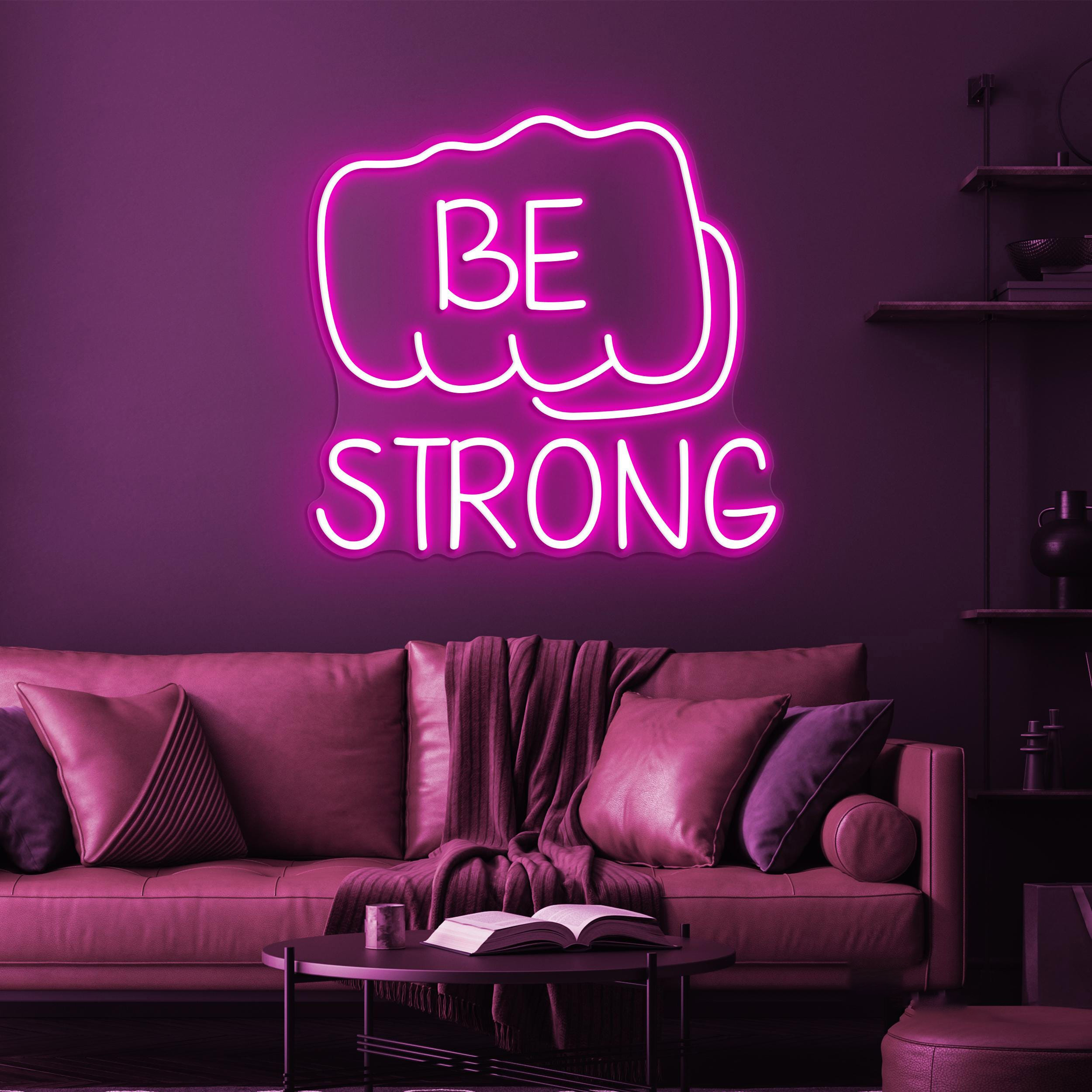 Be Strong Neon Sign, Be Strong LED Light, Gym Wall Decor, Jab Hand Wall Art, Motivational Neon Light, Personalized Sign, Fitness Led Sign