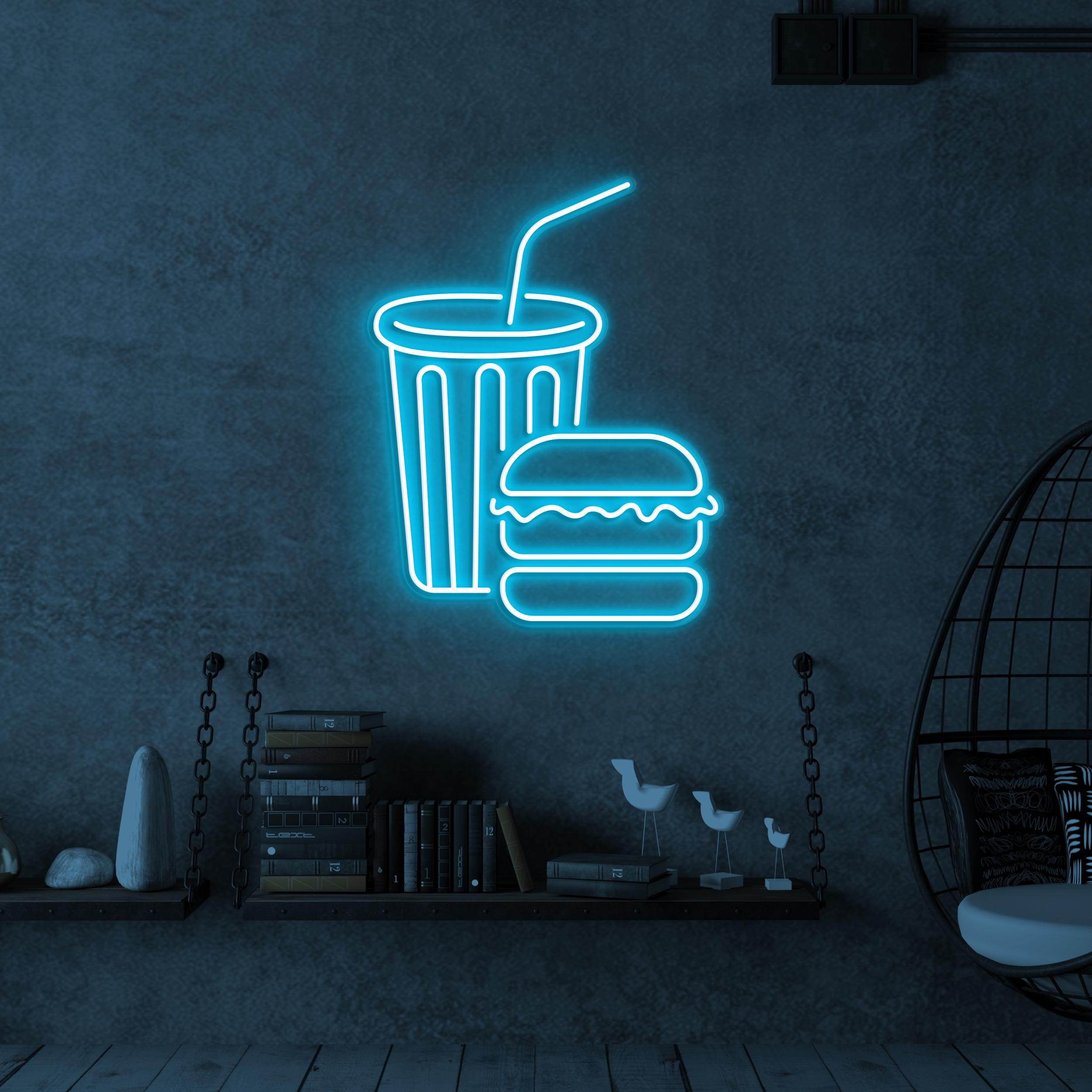 Burger and Juice Neon Sign, Burger and Juice LED Light, Burger Wall Decor, Burger Shop Neon Sign, Fast Food Wall Art, Juice Shop LED Sign