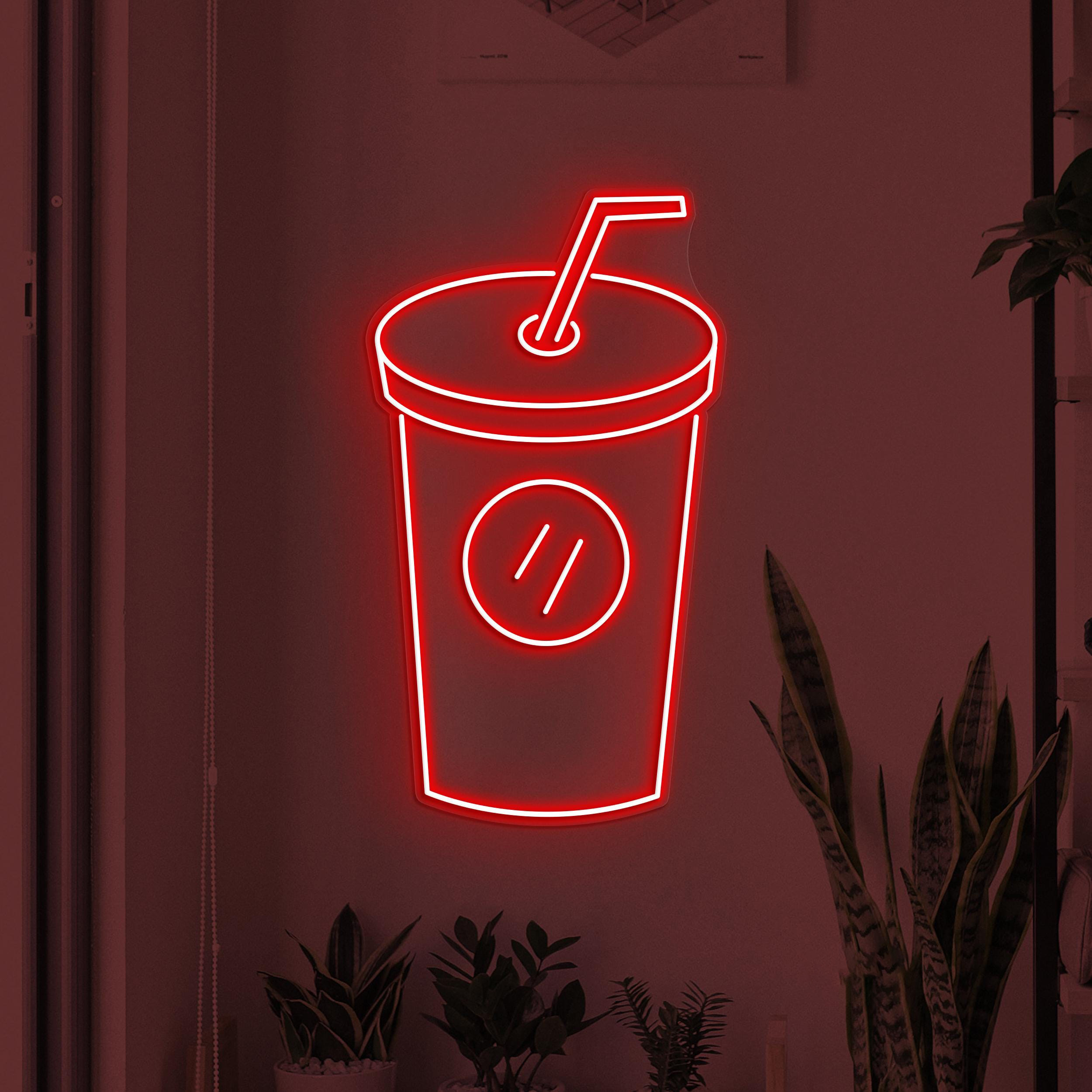Drink Cup Neon Sign, Drink LED Light, Drink juice Wall Decor, Bar Wall Art, juice Shop Neon Light, Beverage Glass Neon Sign, Bar Neon Art