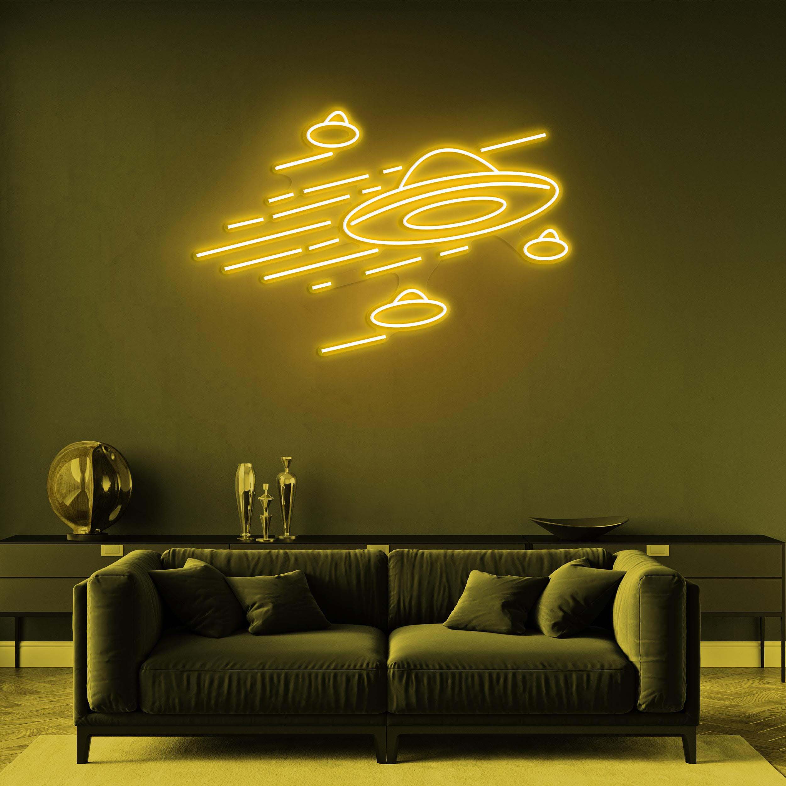 UFO Neon Sign, UFO Led Light, Flying Saucer LED Neon Art, Home Wall Decor, Custom Neon Sign, Game and Kids Room Decor, Alien Abduction, Gift