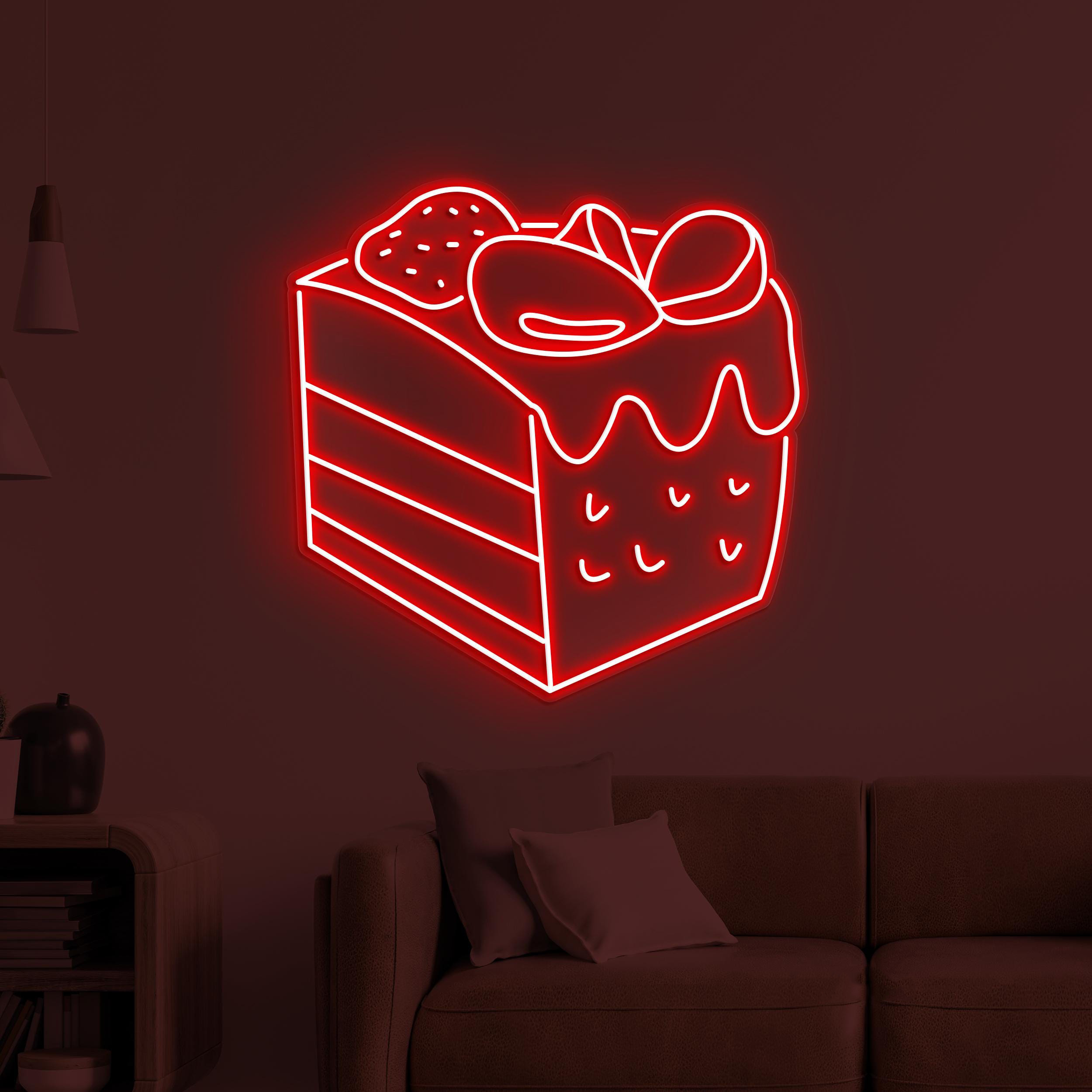 Cake Slice Neon Sign, Cake Slice LED Light, Dessert Wall Decor, Birthday Cake Art, Sweet Treat Sign, Cake Shop Neon Light, Bar & Cafe Decor