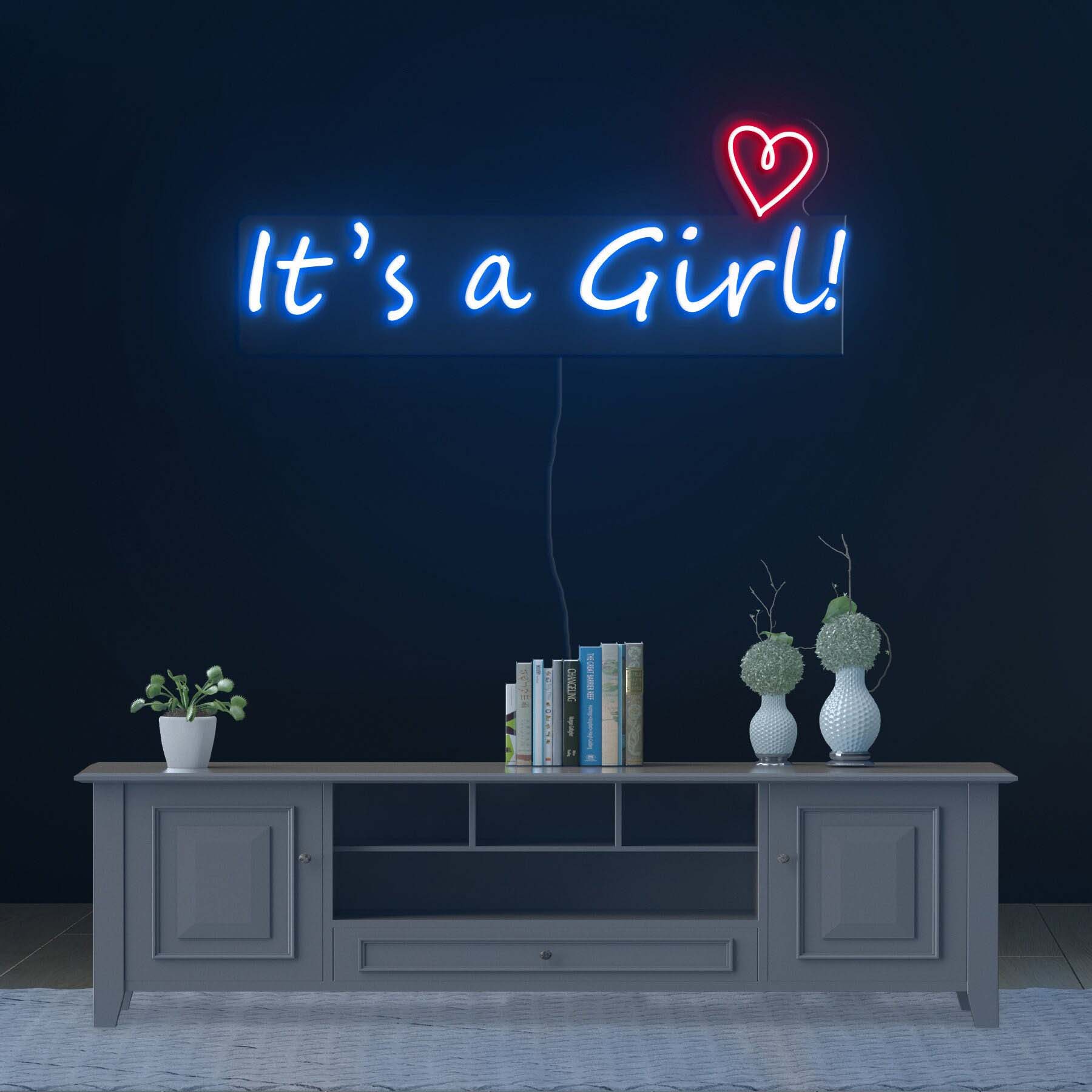 It's a Girl Neon Sign, Baby Shower Decor and Gift, Nursery Wall Art, Personalized LED Neon Light for Birthday Party, Baby Room Decor