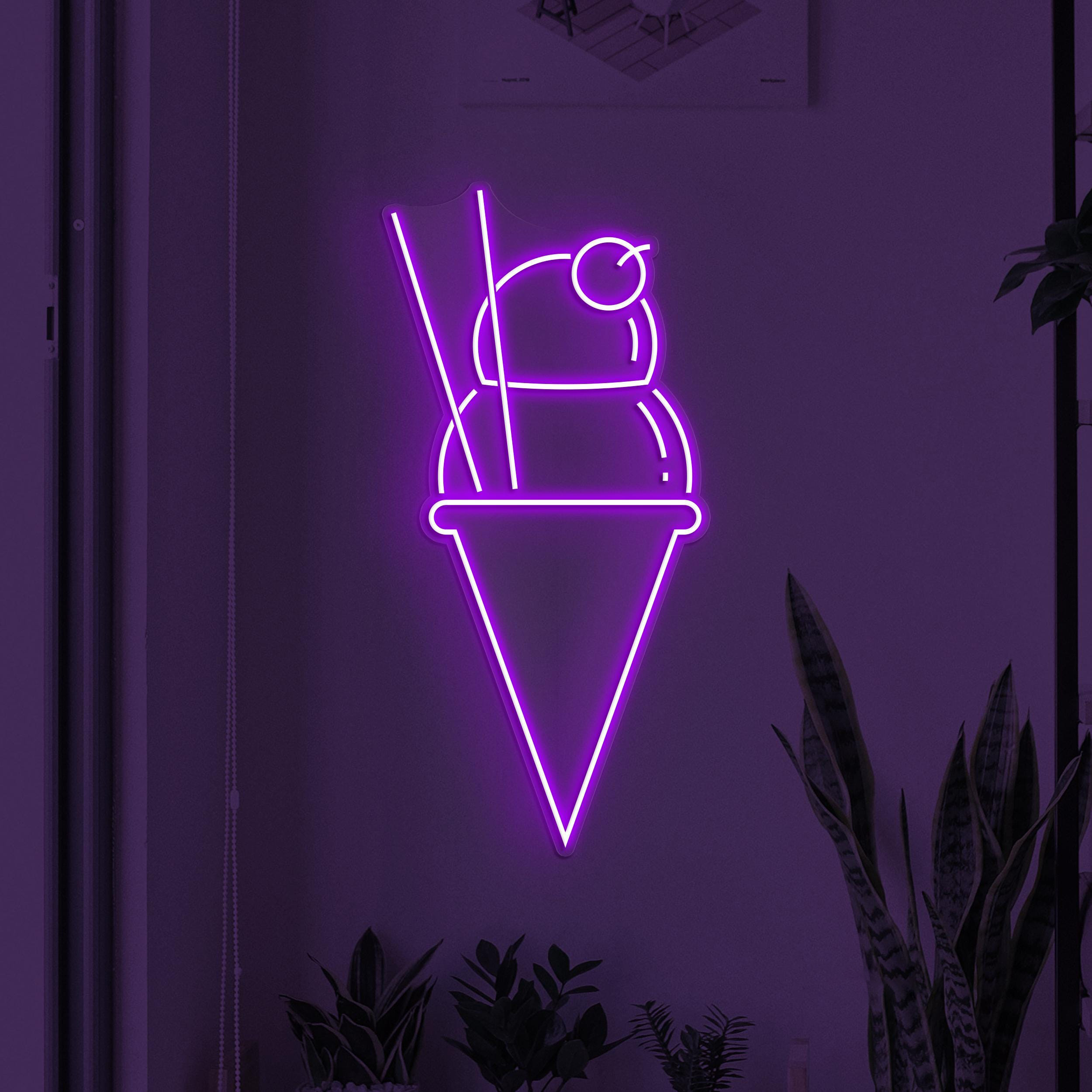 Ice Cream Neon Sign, Ice Cream LED Light, Ice-cream Spot Wall Decor, Cone Ice Cream Wall Art, Sweet Treat Neon Light, Dessert Shop Led Sign
