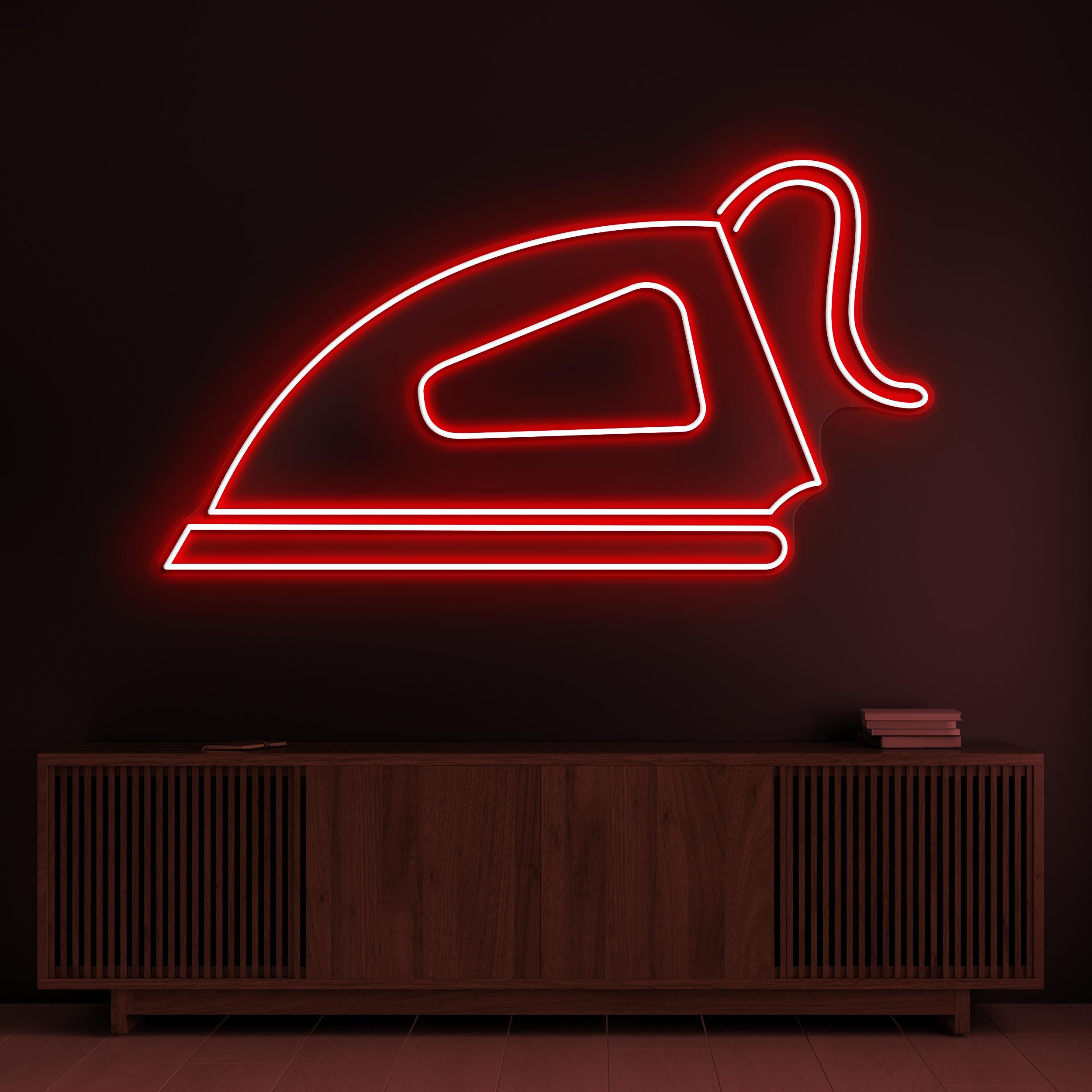 Iron Neon Sign, Electric Iron LED Light, Laundry Press Wall Decor, Electronics Shop Wall Decor, Garment Shop Neon Light, Clothing Iron Art