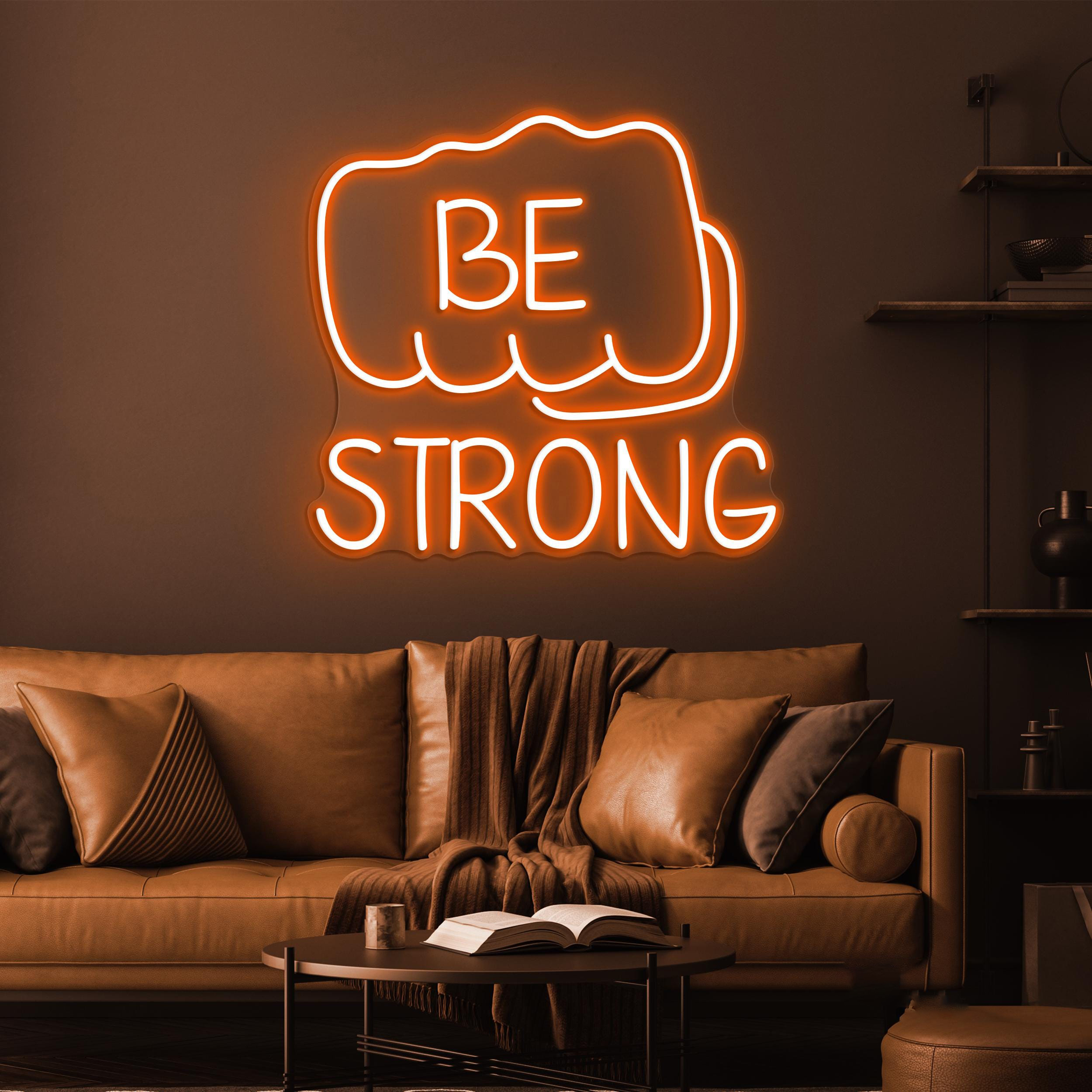Be Strong Neon Sign, Be Strong LED Light, Gym Wall Decor, Jab Hand Wall Art, Motivational Neon Light, Personalized Sign, Fitness Led Sign