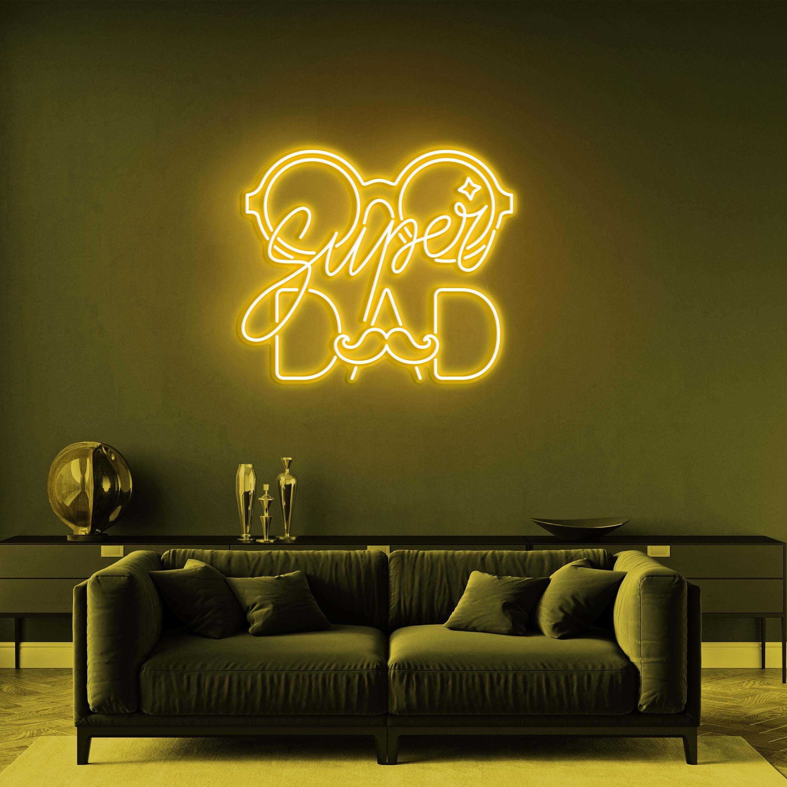 Super Dad Neon Sign, Super Dad LED Light, Moustache Dad Neon Art, Glasses Dad Sign, Home Wall Decor, Father Love Sign, Father's Day Gift