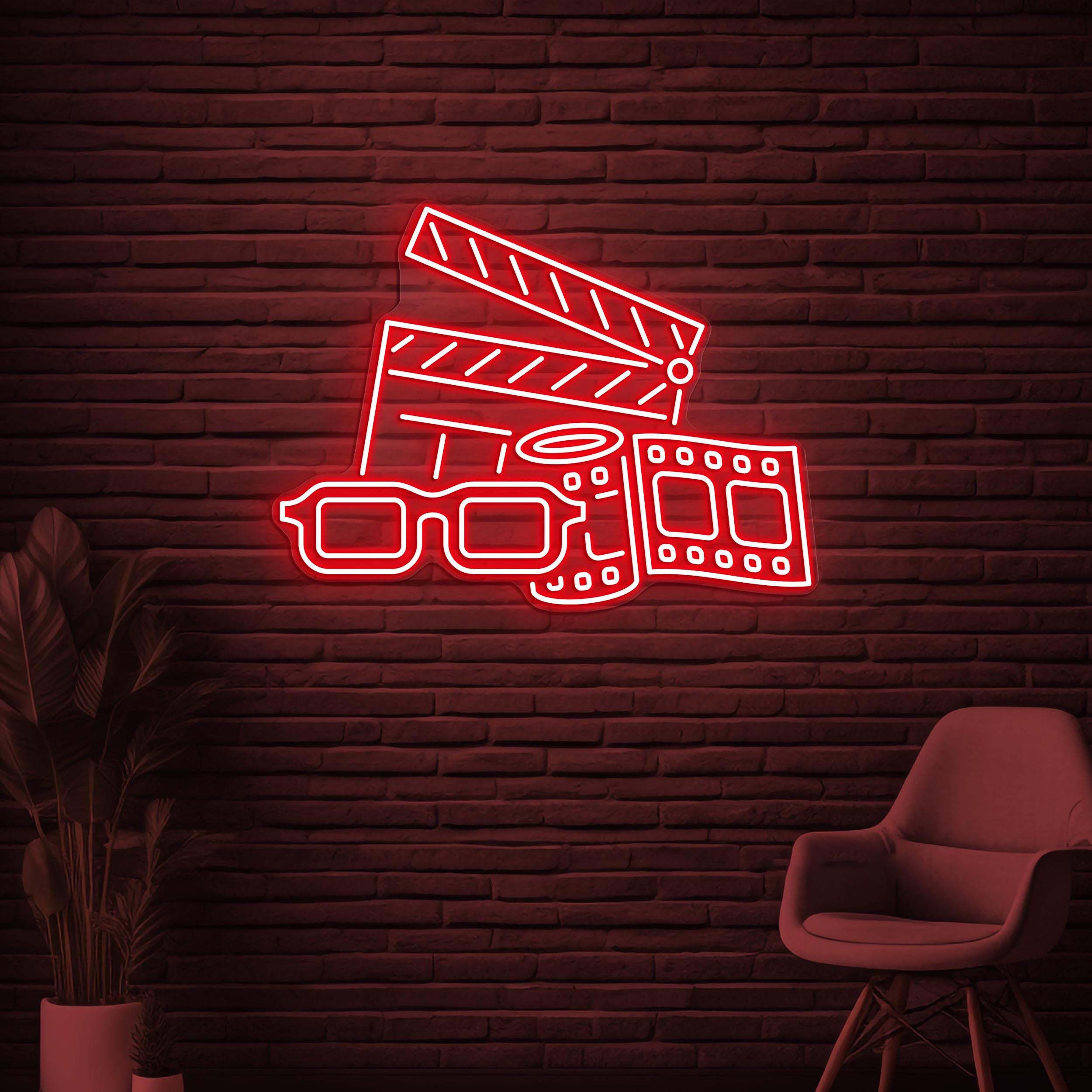 3D Cinema Neon Sign, 3D Cinema Glasses LED Light, Cinema Room Decor, Movie Magic Decor, Movie Action Sign, Movie Lover Gift, Home Wall Art