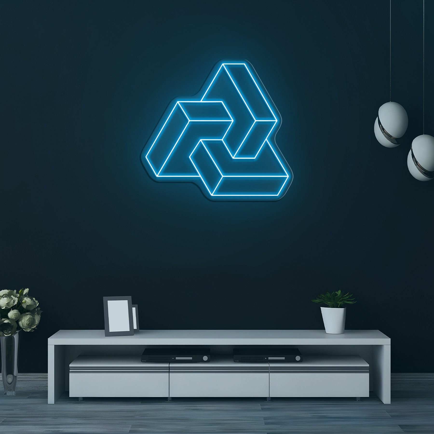 Interlocking Boxes Neon Sign, Geometric Wall Decor, LED Neon Light, Home Decor Sign, Wall Hanging Neon Art for Living Spaces, Lab Decor,Gift