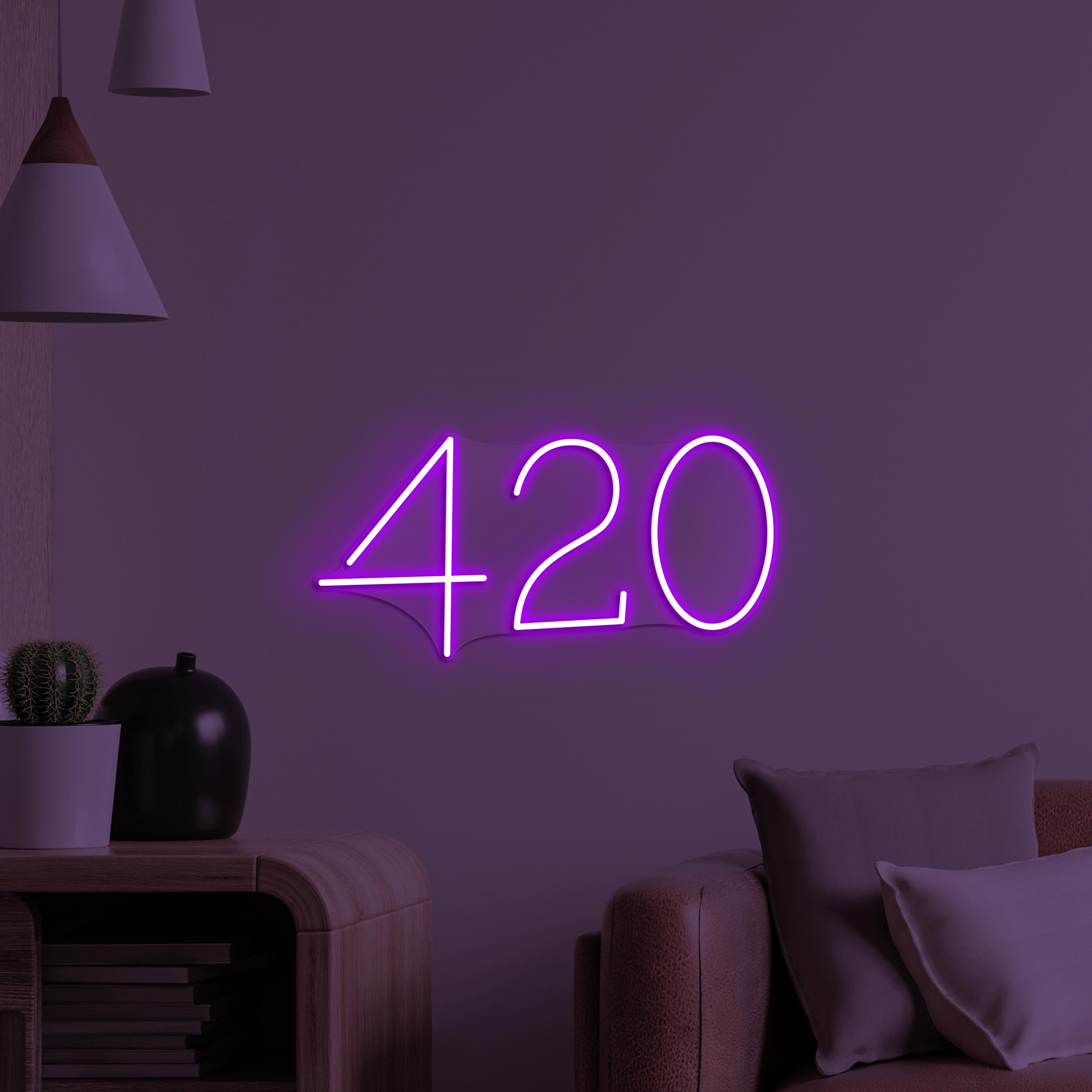 420 Neon Sign, 420 LED Light, Marijuana Wall Art, Smoke Shop Wall Decor, Dorm Room Neon Light, Cafe & Bar Restaurant Decor, Weed 420 Light