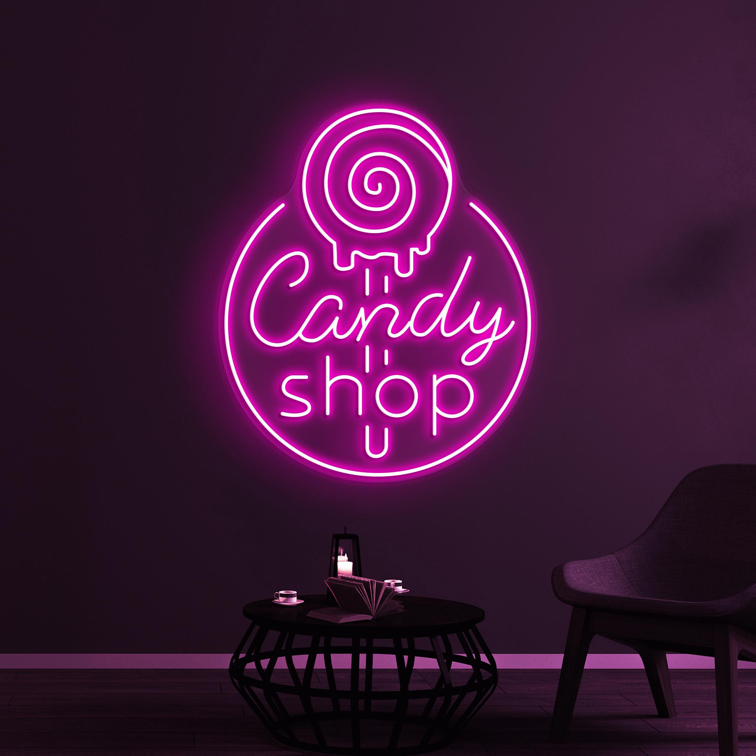 Candy Shop Neon Sign, Candy Shop LED Sign, Lollipop Candy Wall Decor, Candy Shop Logo Sign, Dessert Shop Art, Christmas Party Wall Decor