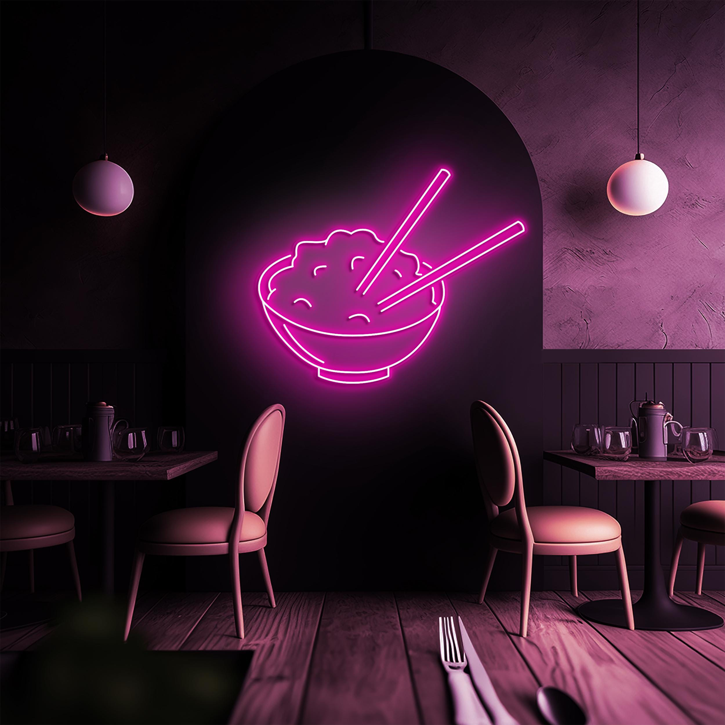 Rice Bowl Neon Sign, Rice Bowl LED Light, Asian Food LED Neon Art, Home Wall Decor, Kitchen Wall decor, Restaurant Wall Decor, Food Lover