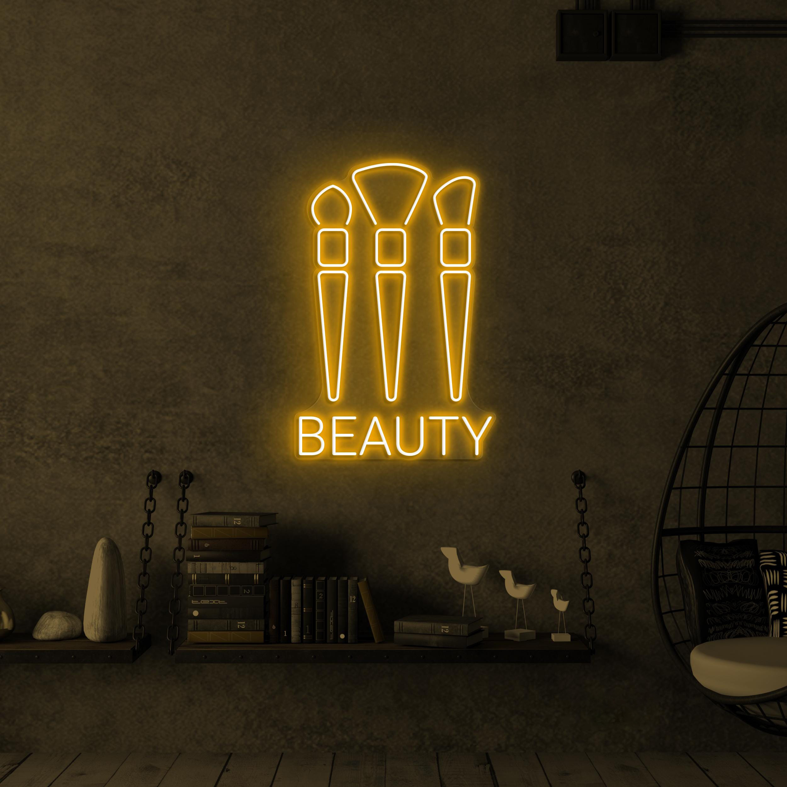Beauty Neon Sign, Beauty LED Light, Makeup Brushes Wall Decor, Glam Wall Art, Personalized Neon Sign, Home Salon Sign, Girls Room Wall Decor