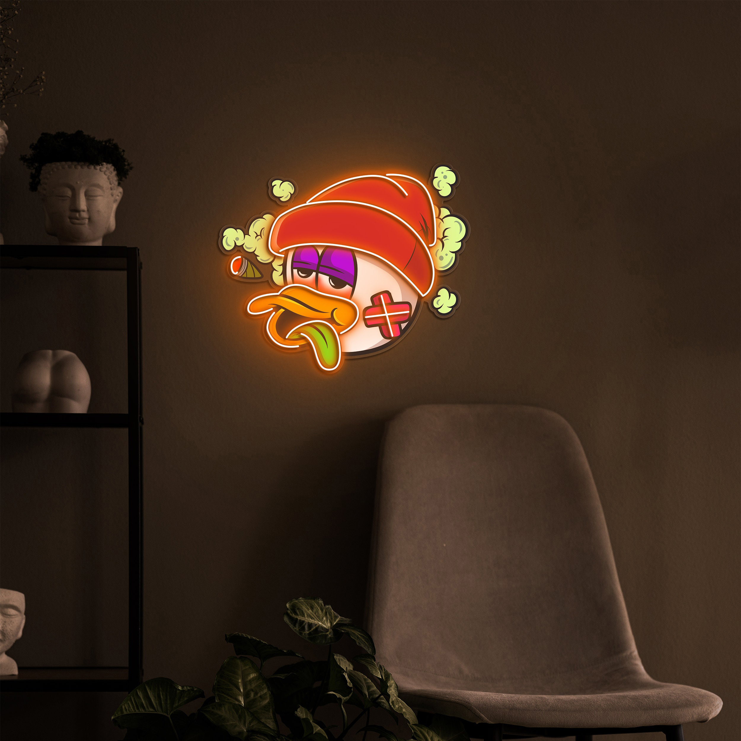 Duck Neon Sign, Duck Head Neon Light, Smoking Duck Pop Art Sign, LED Duck Light, Duck Light for Home, Office, Bedroom, and Game Room