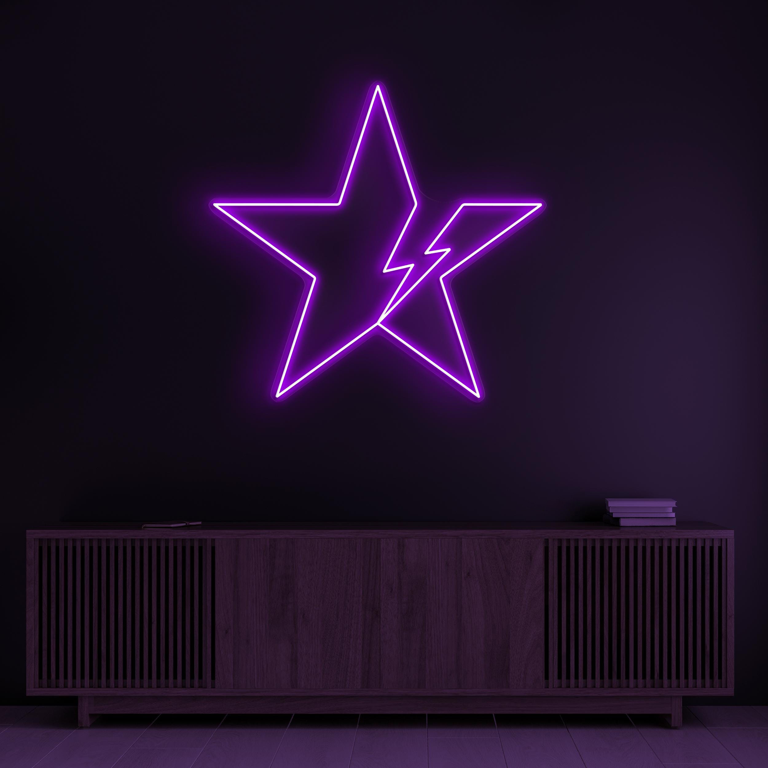 Star Neon Sign, Star LED Light, Lightning Star Wall Decor, Power Star Wall Art, Cafe & Bar Led Light, Home Wall Decor, Kids Room Neon Light