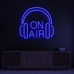 On Air Neon Sign, On Air LED Light, Headphones Wall Decor, Live Show LED Sign, Headphones With On Air Logo Sign. On Air News Channel Decor