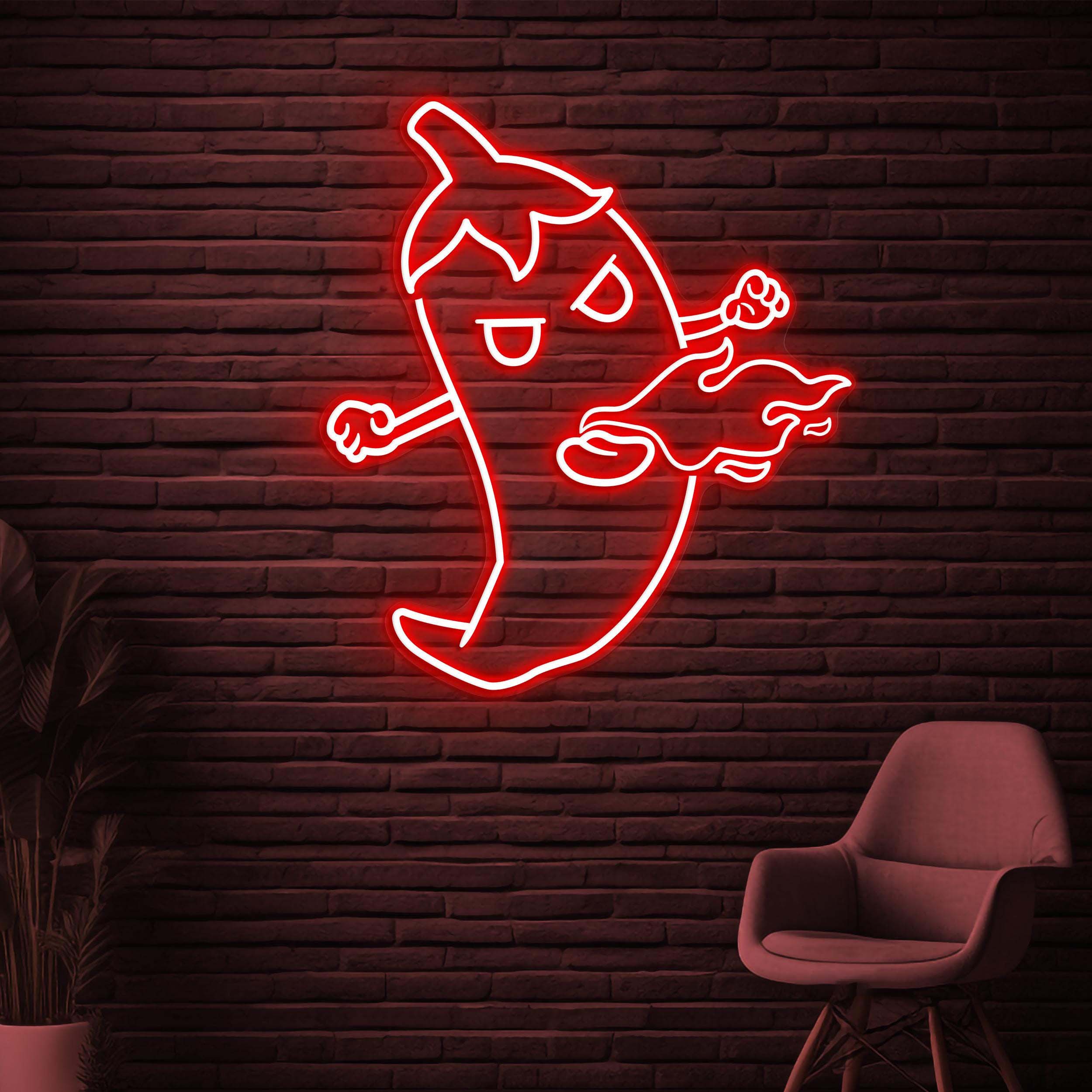 Spicy Chili Neon Sign, Spicy Chili LED Sign, Flaming Chili Wall Decor, Fire Spicy Chili Sign, Spicy Food Store Art, Mexican Pepper Light