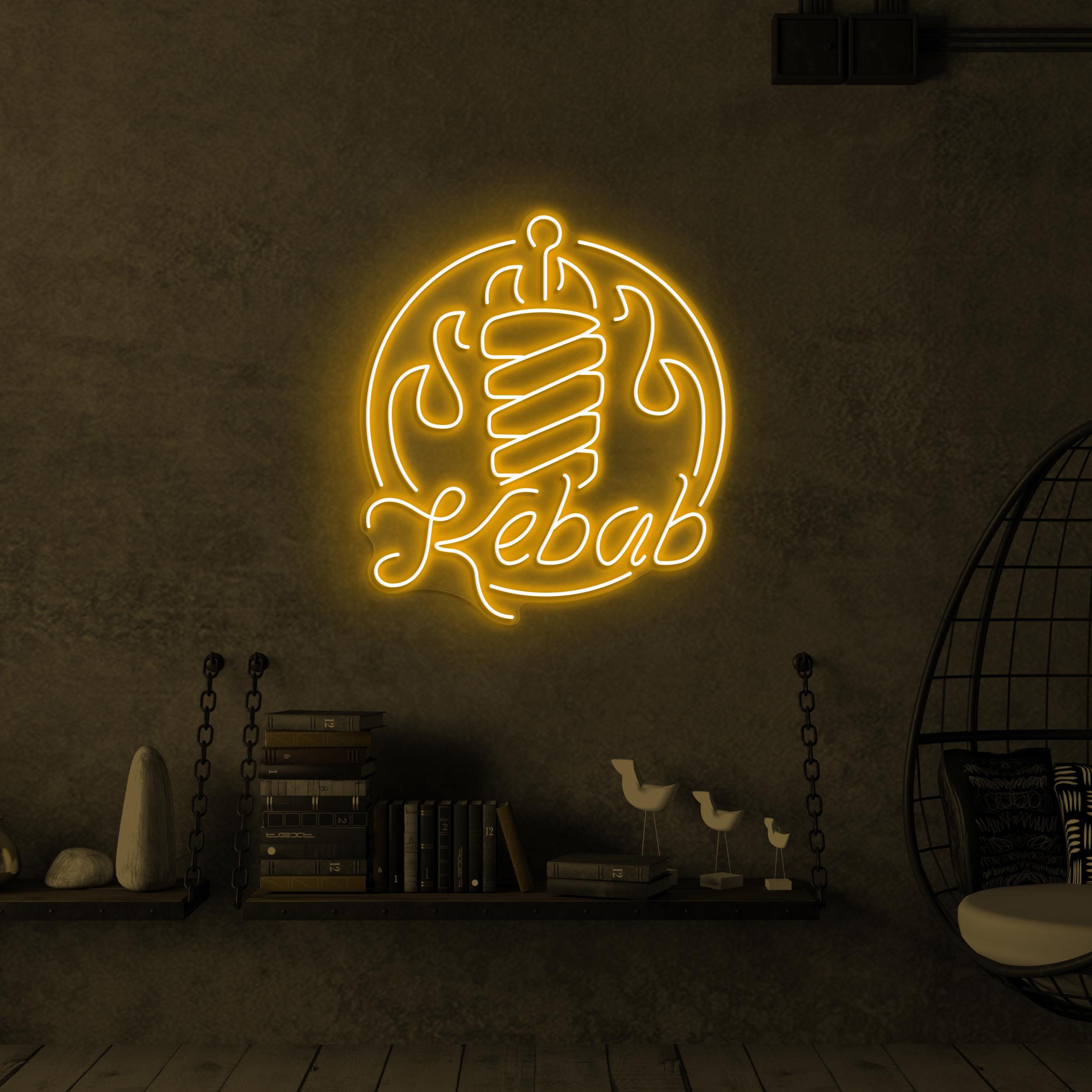 Kebab Neon Sign, Kebab Led Light, Doner Kebab Wall Decor, Restaurant Wall Art, BBQ Neon Sign, Custom Neon Art, Flaming Kebab Wall Decor