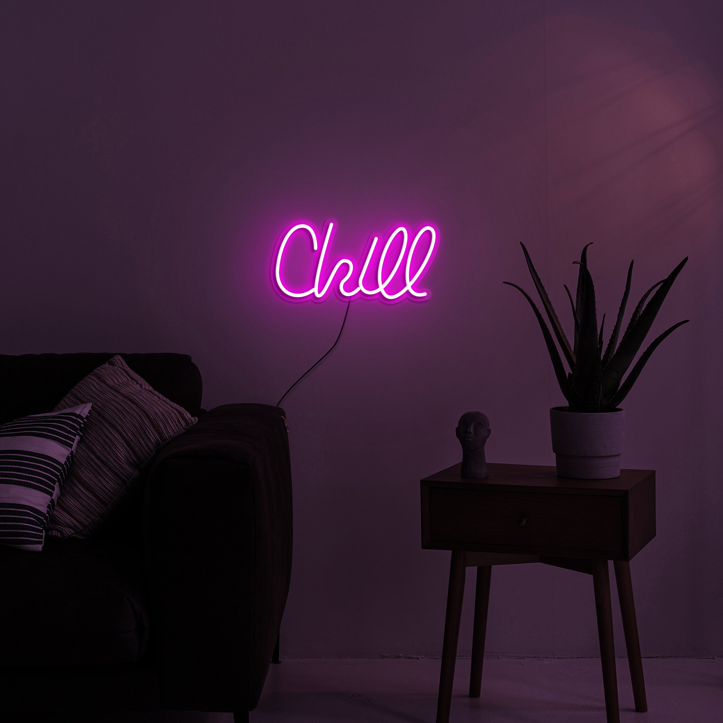 Chill Neon Sign, Light for Game Room Decor, USB Powered Word Neon Wall Sign, Bedroom, Bar, Man Cave, Dorm Art, Gamer Neon Sign, Gift Idea