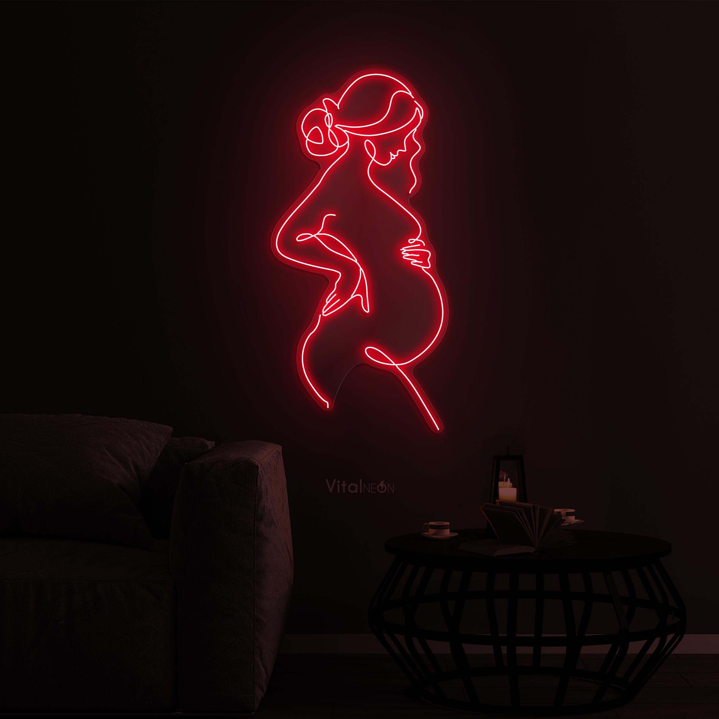 Pregnant Woman Neon Sign, Pregnant Girl LED Light, Pregnant Woman Neon Art, Motherhood Wall Art, Guinea Hospital Wall Decor, Baby Bump Sign