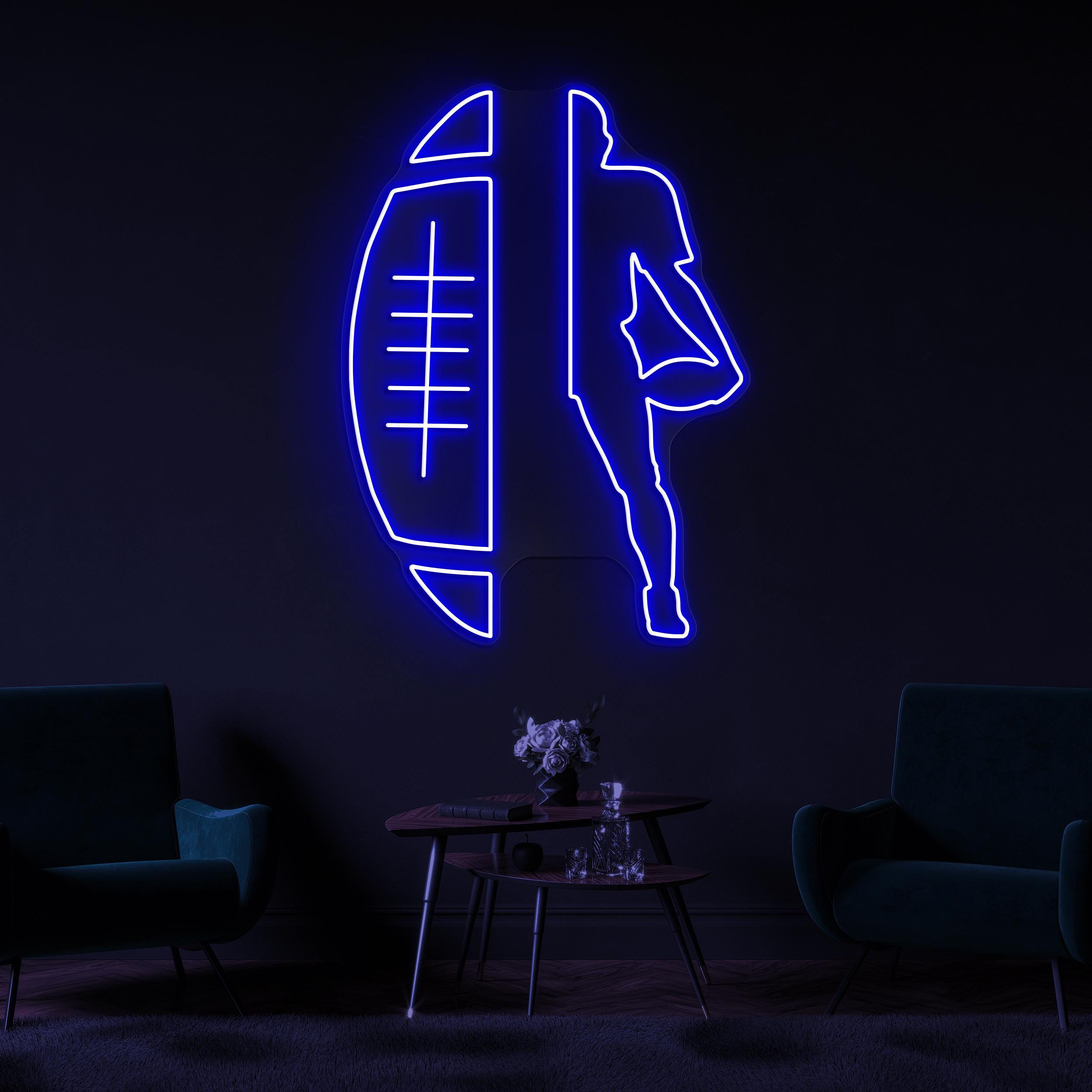 Football Player Neon Sign, Football Player LED Light, Football Silhouette Wall Art, Football Club Decor, Led Neon Light, Game Room Sign